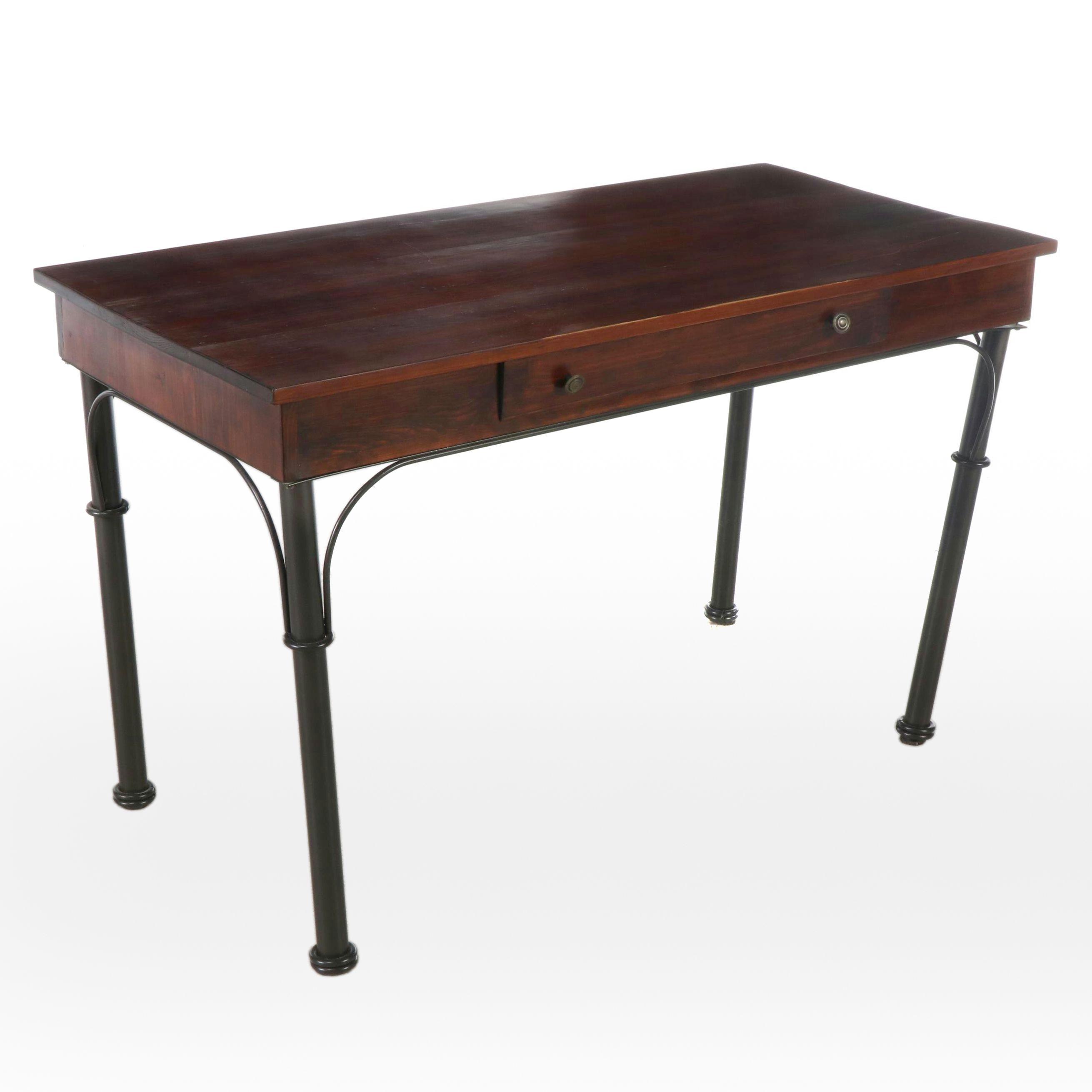 Rustic Style Wood and Metal Writing Table