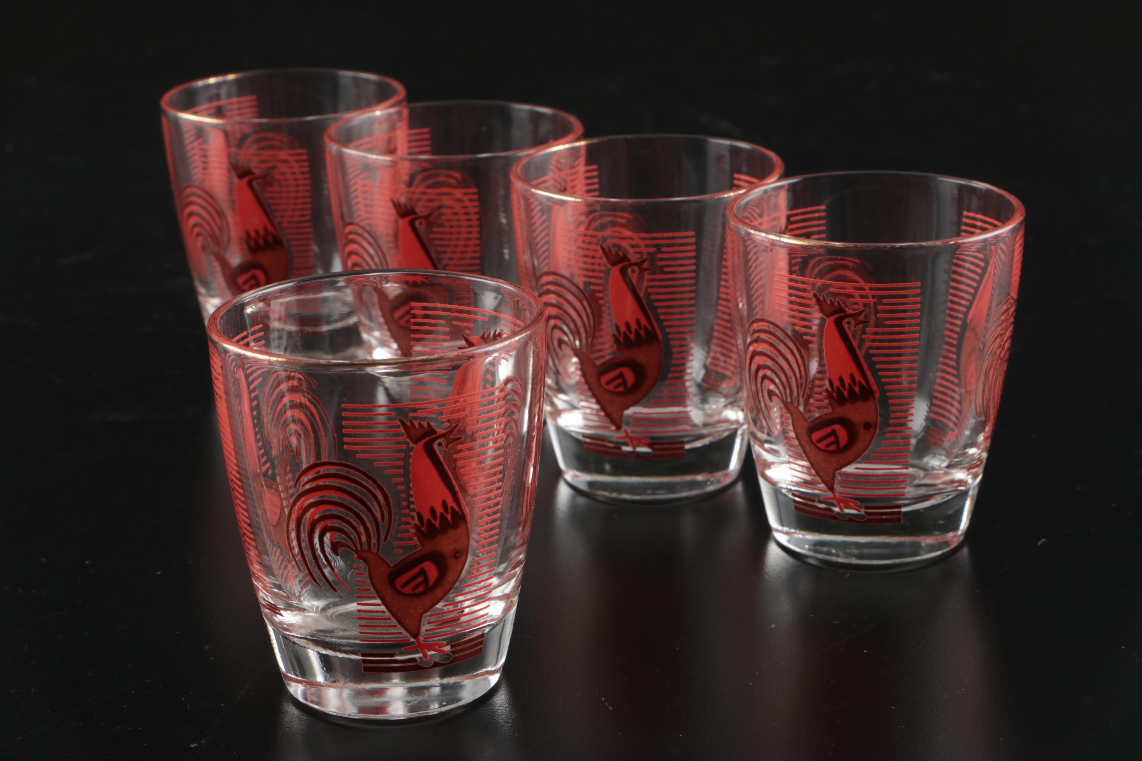 Dyball "Rooster" Glass Cocktail Shaker and Glasses with Other Plastic Tray