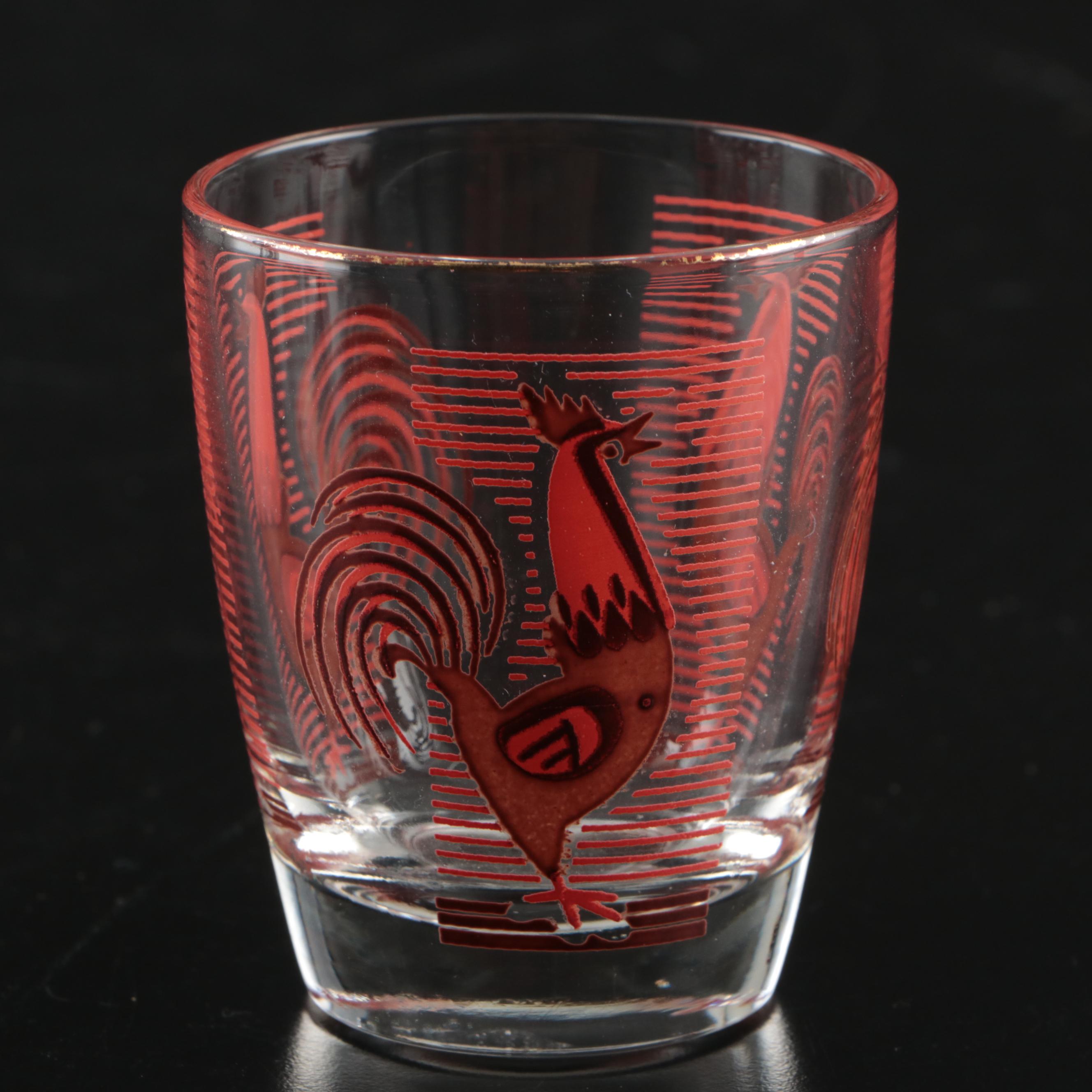 Dyball "Rooster" Glass Cocktail Shaker and Glasses with Other Plastic Tray