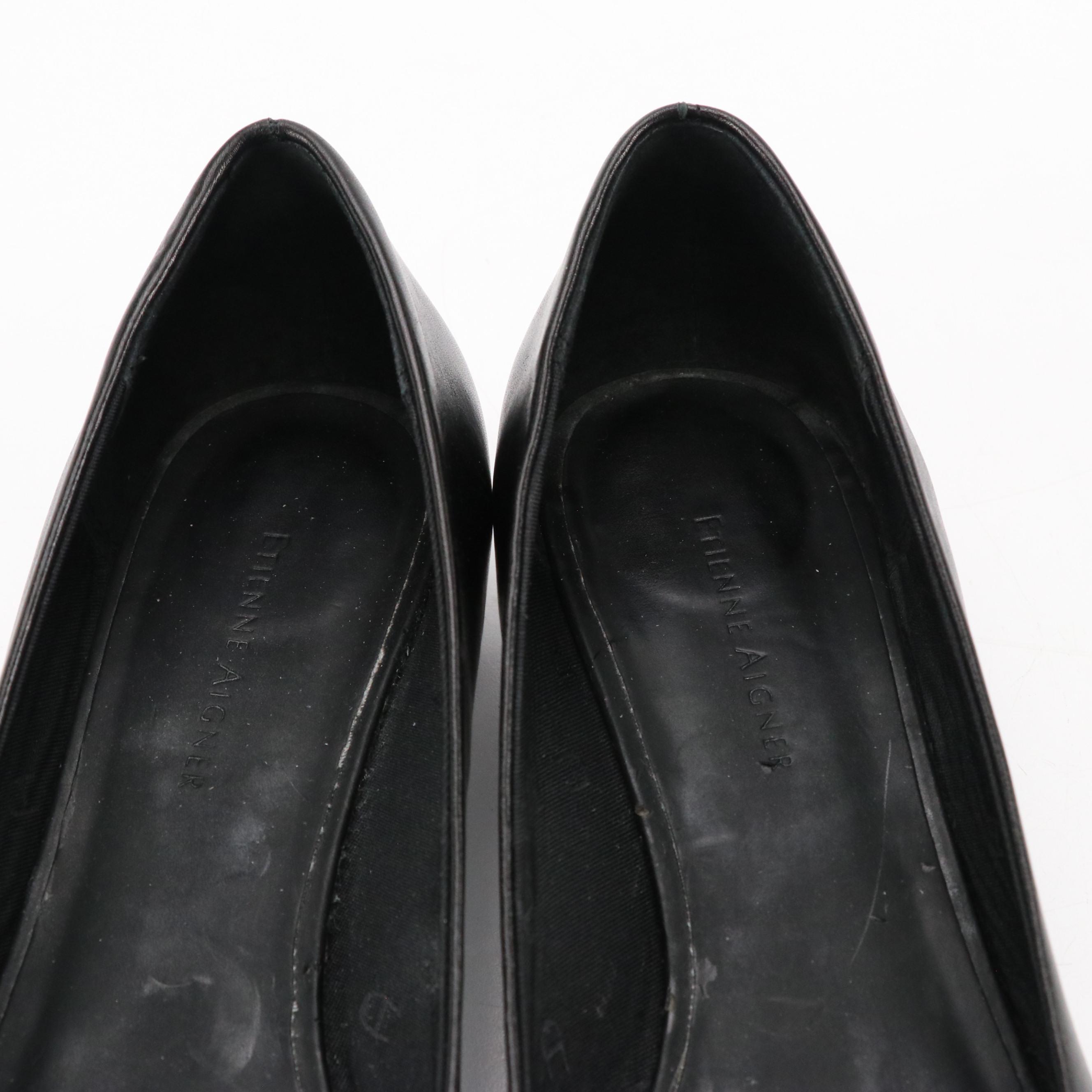 Eitenne Aigner Black Leather Open-Toed Wedges and Flats w/ Uggs Ashdale Loafers