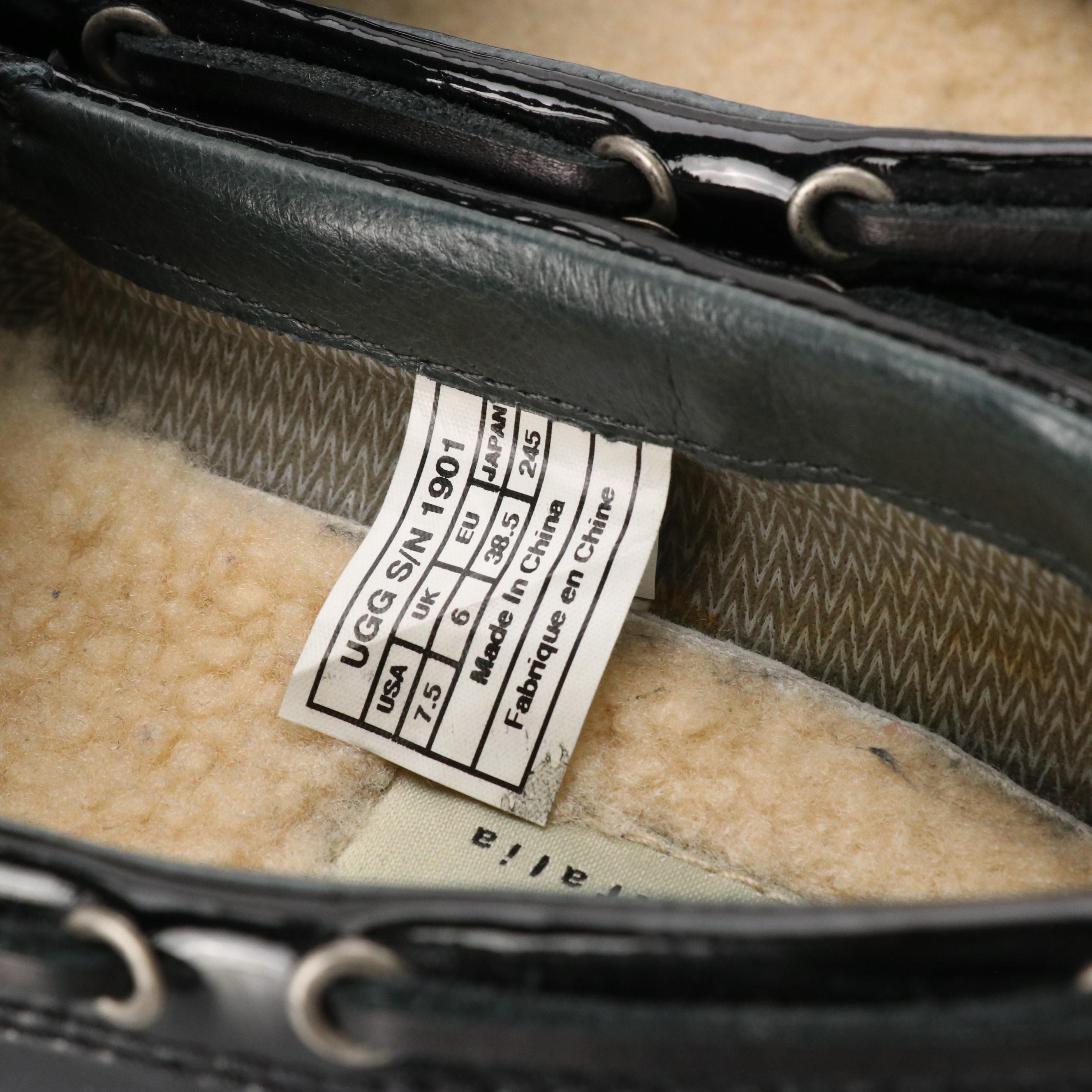 Eitenne Aigner Black Leather Open-Toed Wedges and Flats w/ Uggs Ashdale Loafers