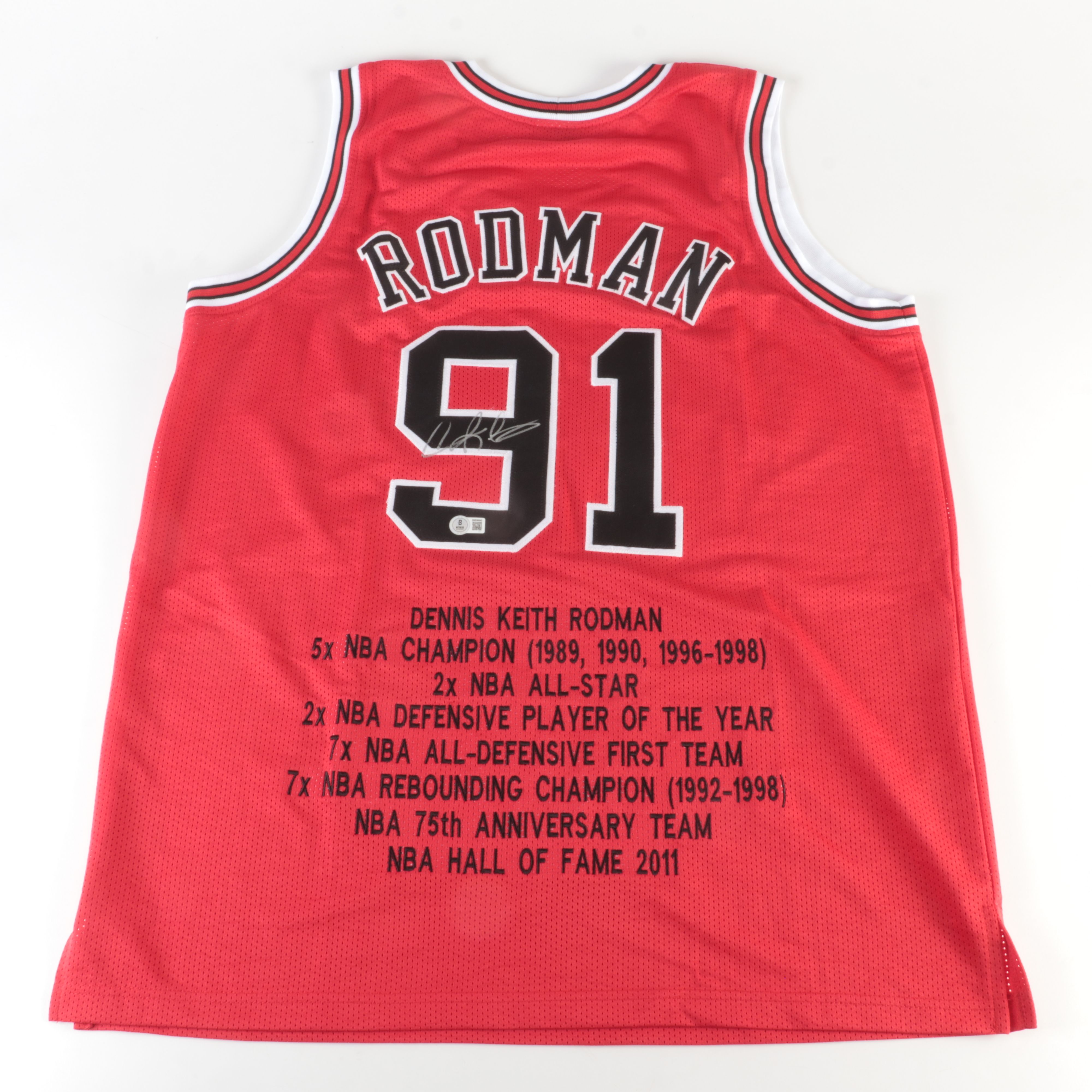 Dennis Rodman Signed Chicago Bulls Basketball Jersey, Beckett