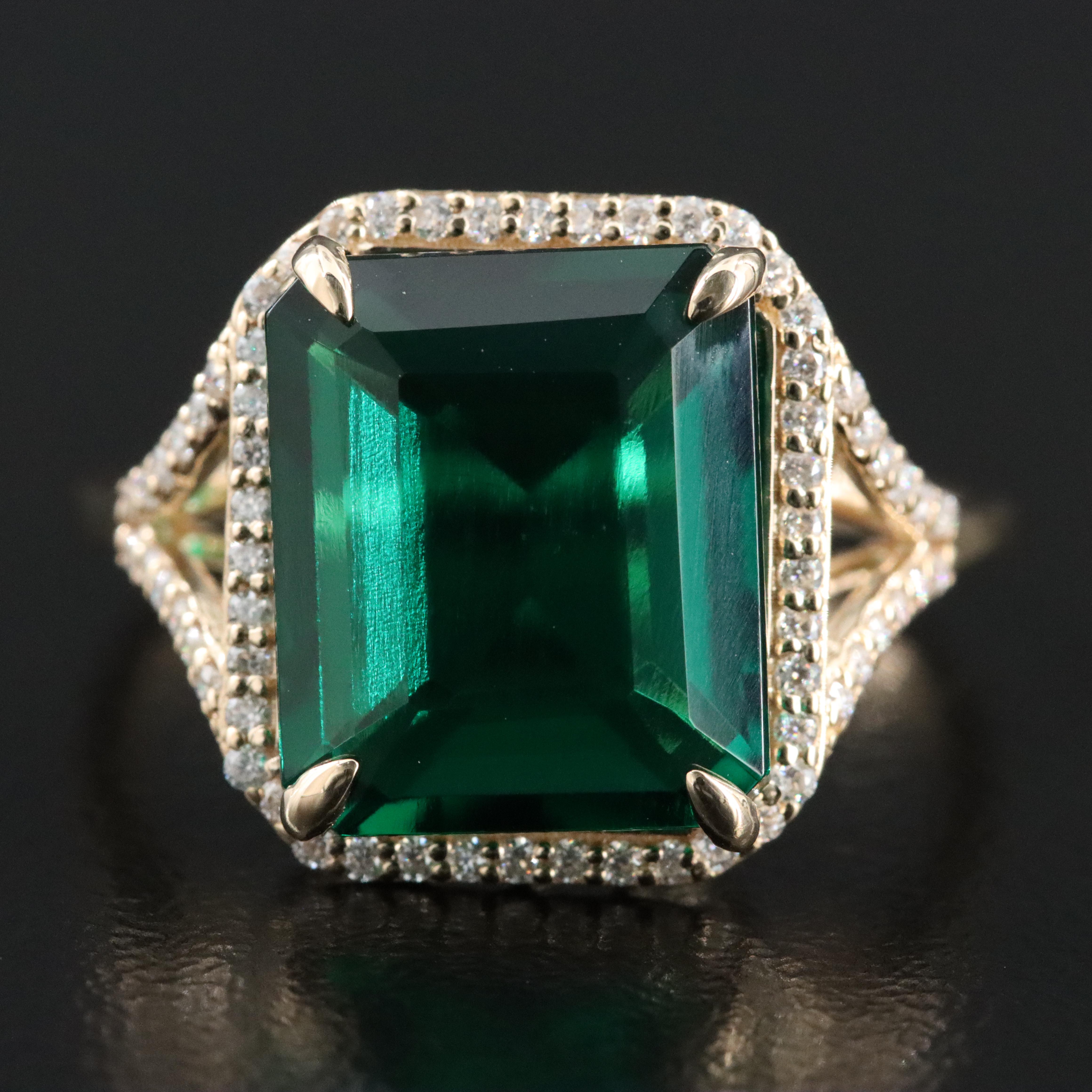 14K Emerald and Moissanite Ring with IGI Jewelry Report