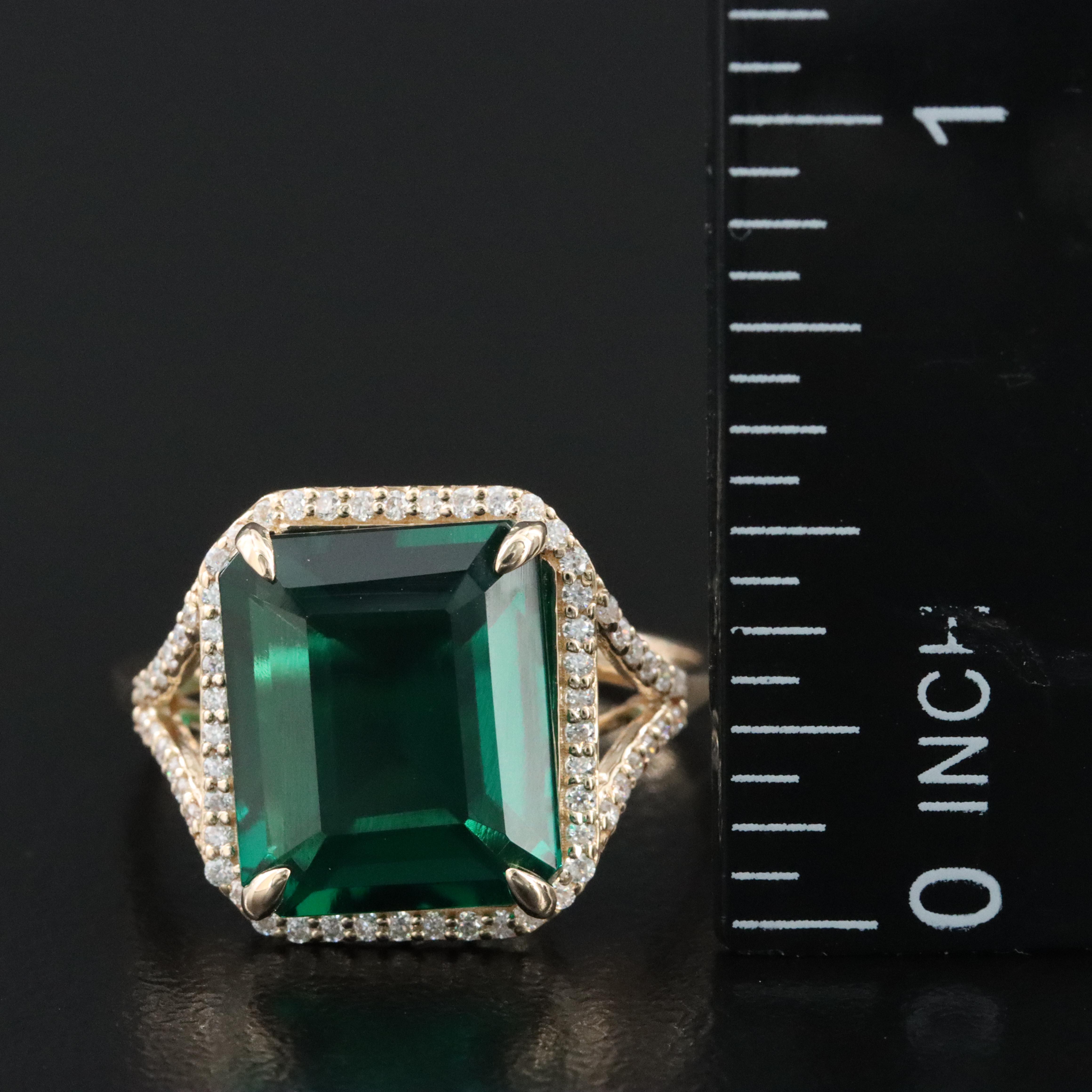 14K Emerald and Moissanite Ring with IGI Jewelry Report