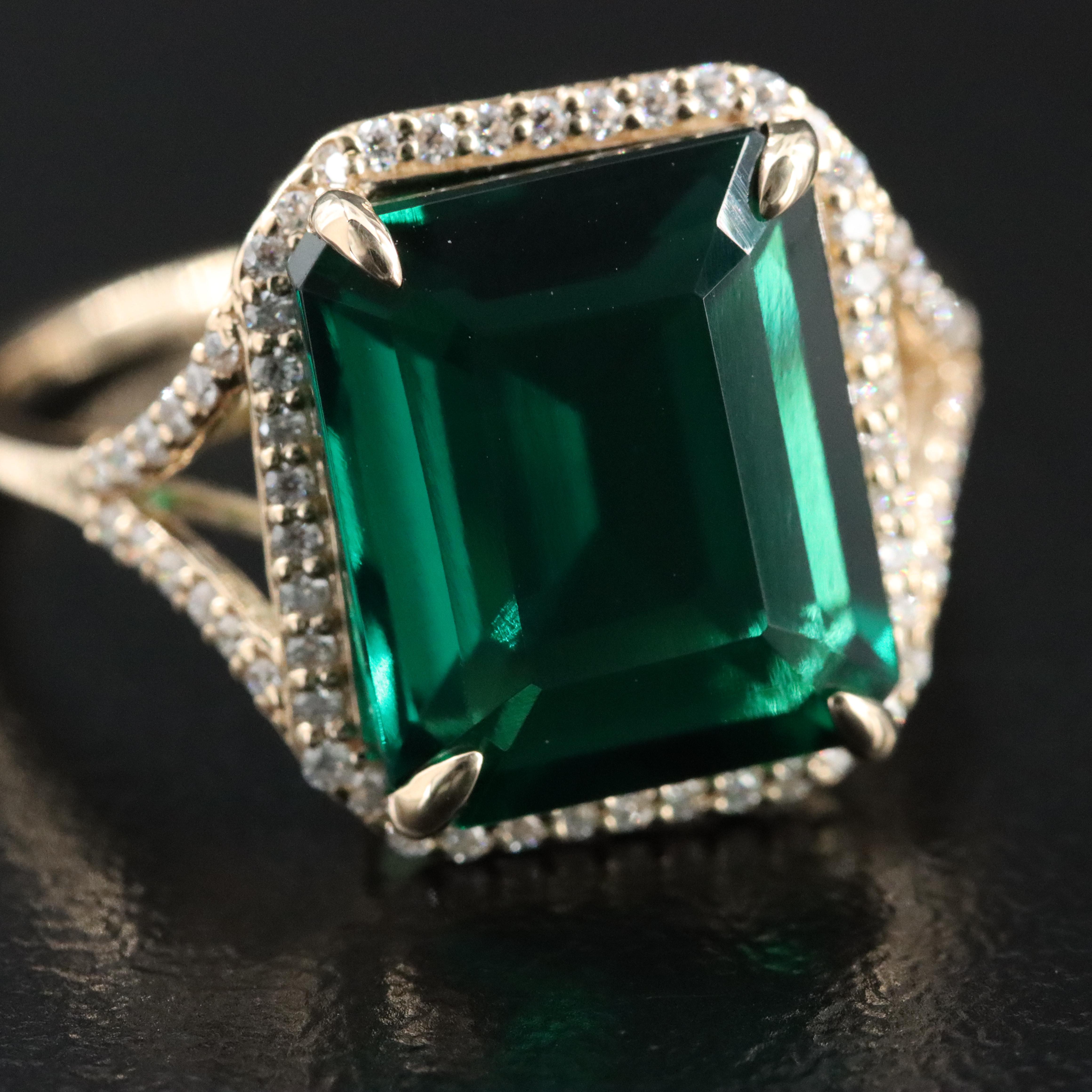 14K Emerald and Moissanite Ring with IGI Jewelry Report