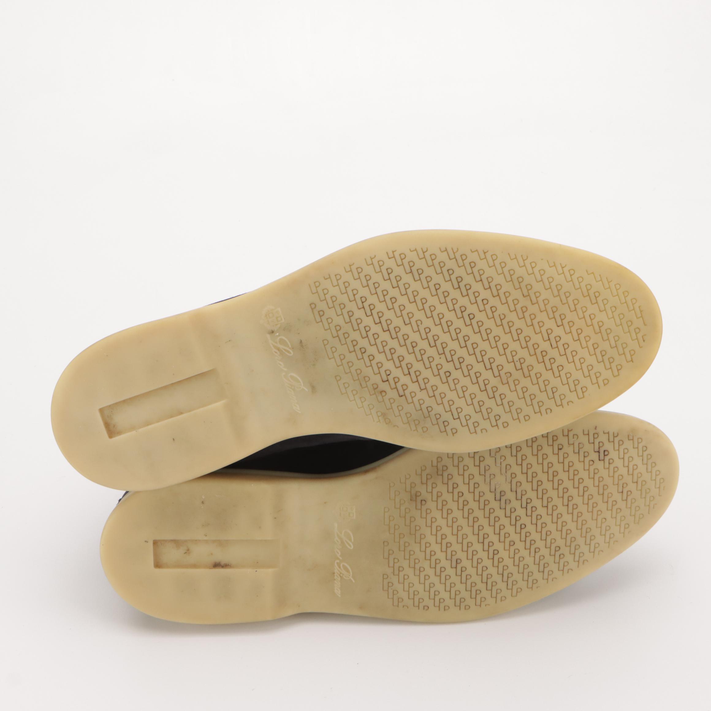 Men's Loro Piana Navy Blue Suede Open Walk Slip-On Shoes