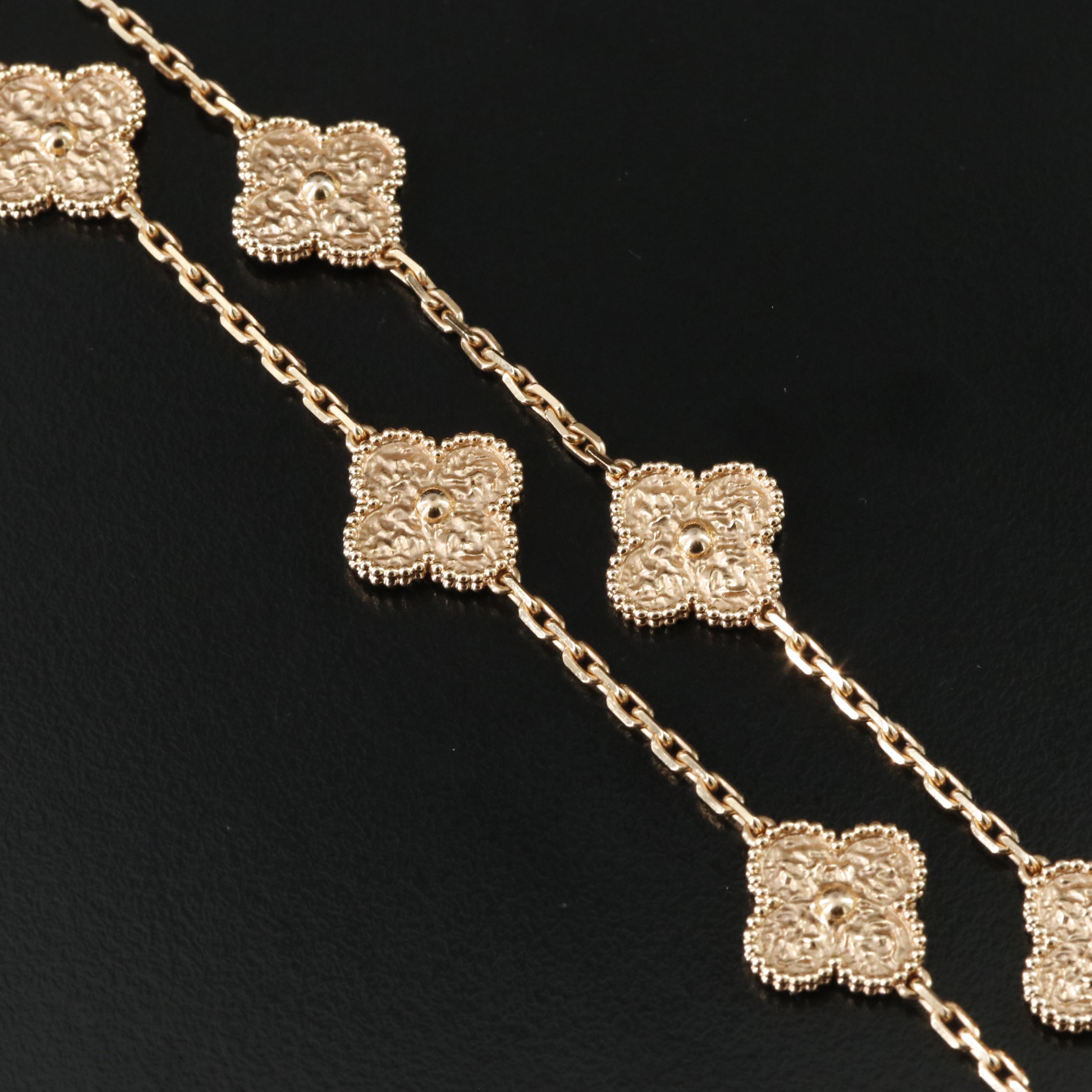Van Cleef & Arpels 20 Motif Alhambra Necklace in 18K Rose Gold, Vintage
