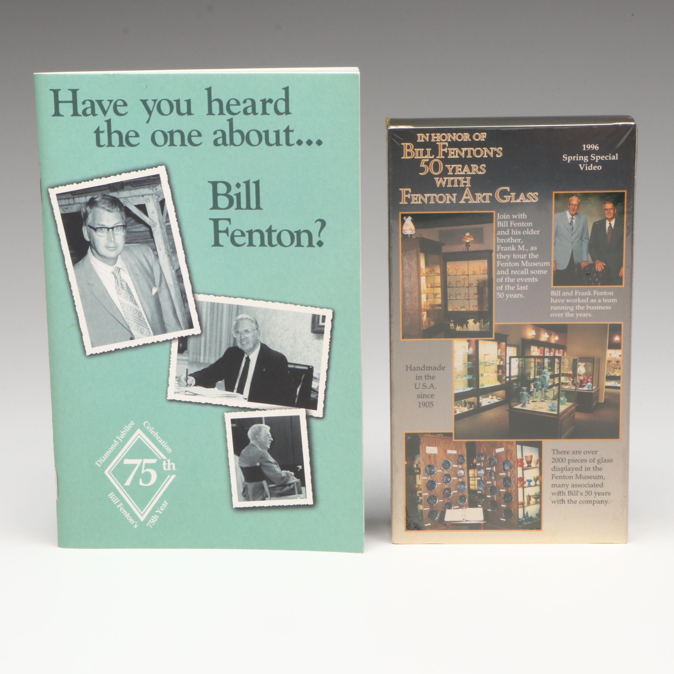 Fenton Hand-Painted Floral Mulberry Glass Vases with Booklet and VHS Tape