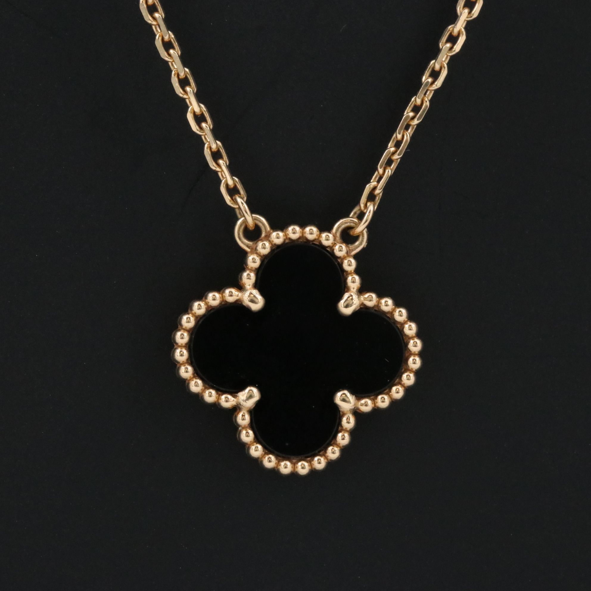 Van Cleef & Arpels Vintage Alhambra 18K  Black Onyx Necklace