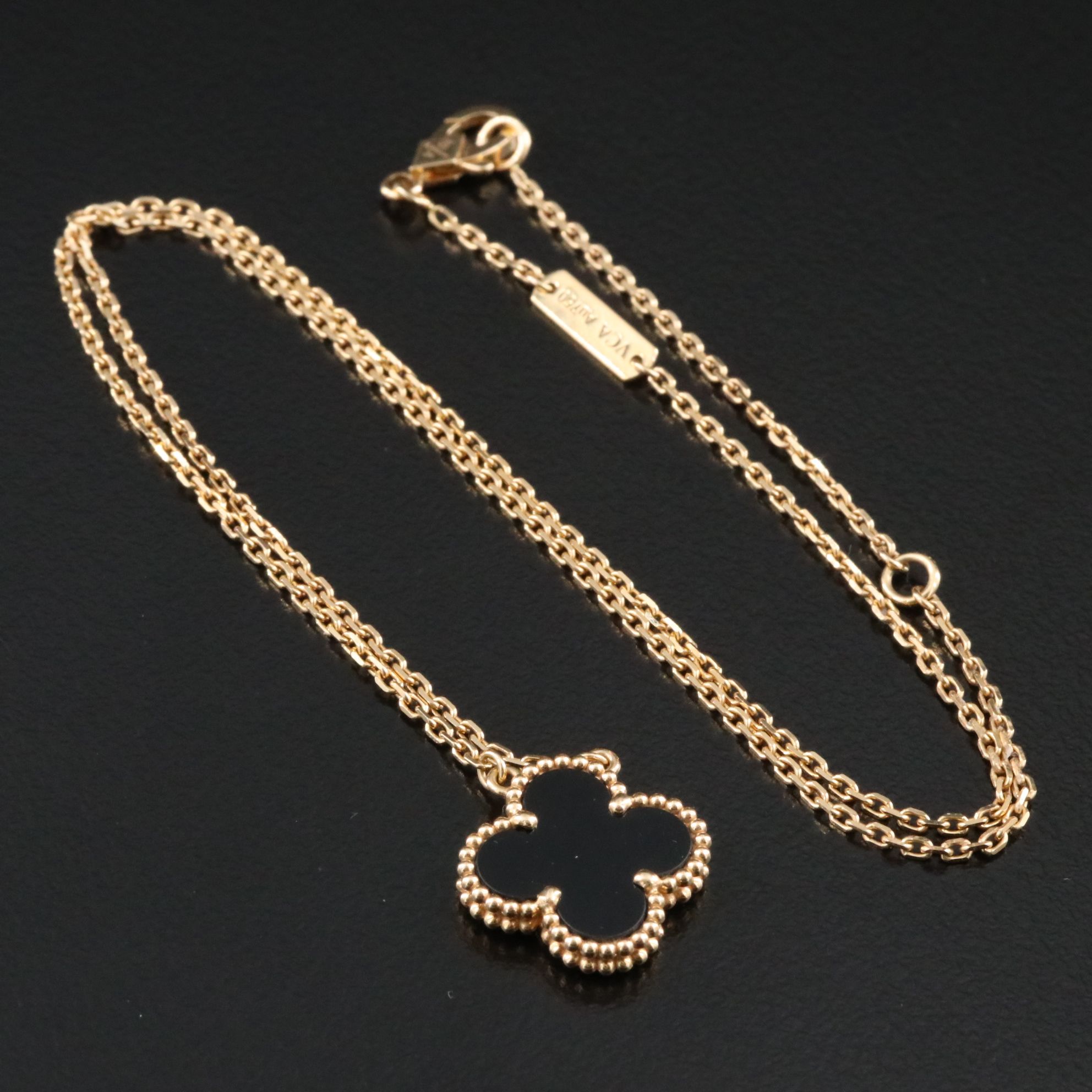 Van Cleef & Arpels Vintage Alhambra 18K  Black Onyx Necklace