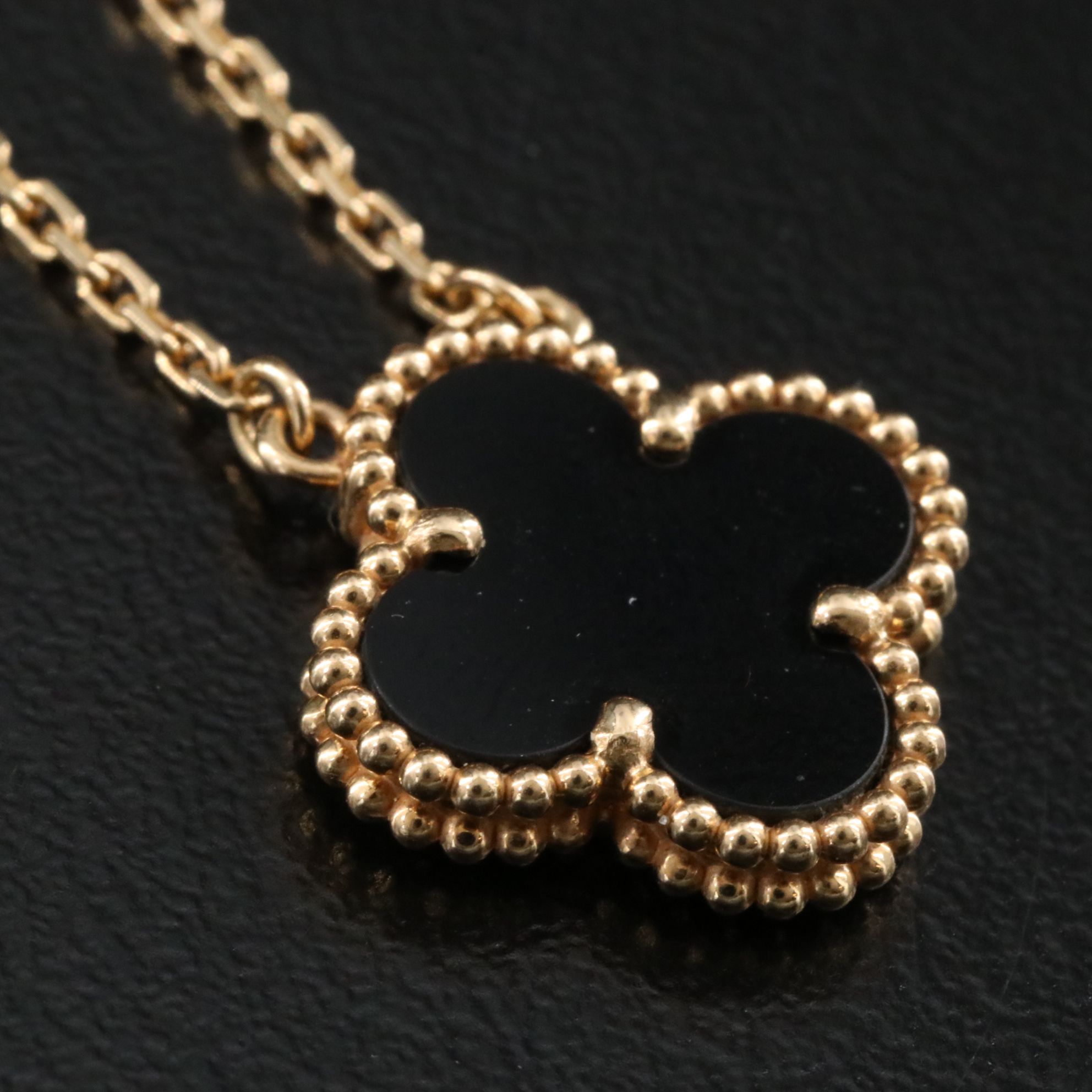 Van Cleef & Arpels Vintage Alhambra 18K  Black Onyx Necklace