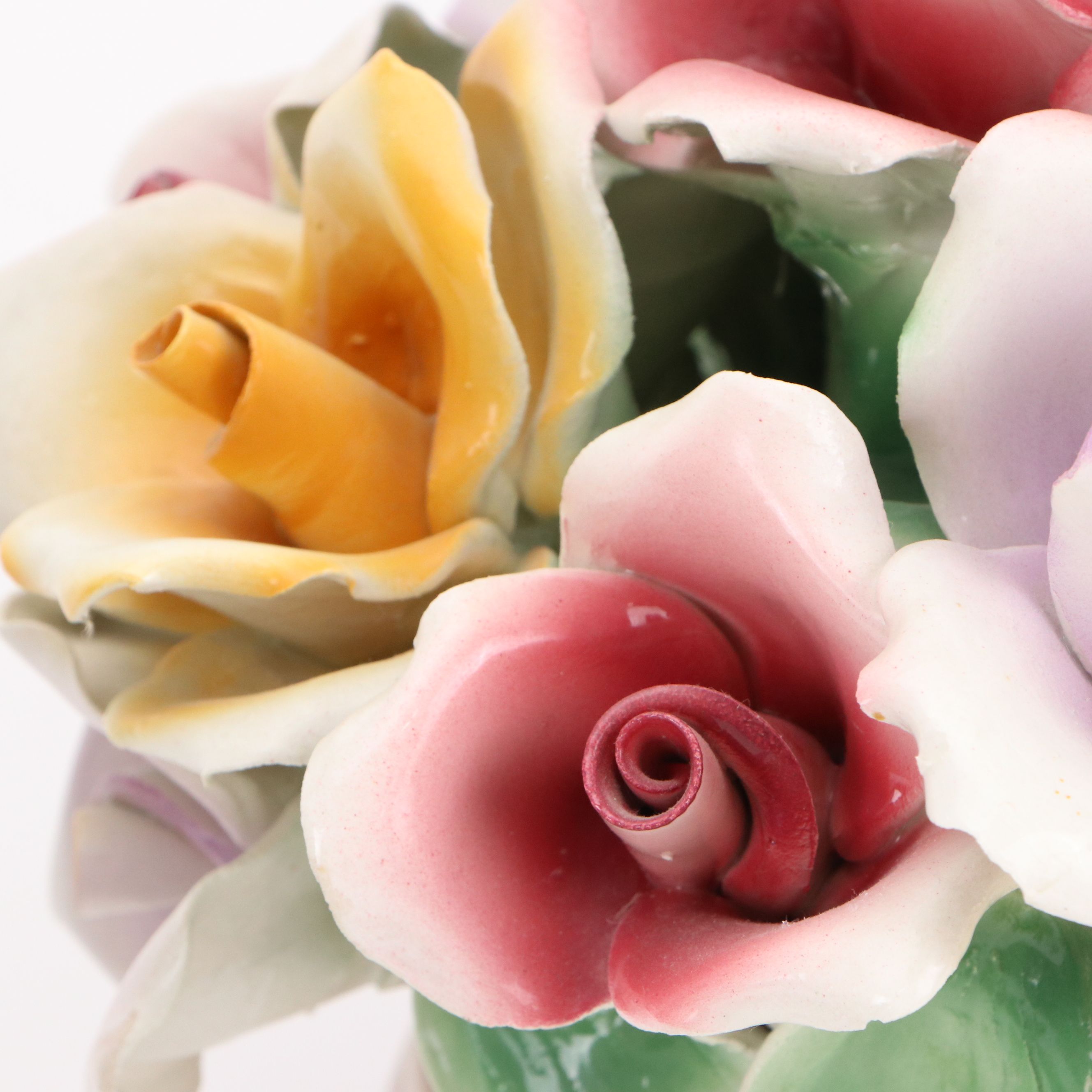 Capodimonte Porcelain Floral Arrangements & Vase