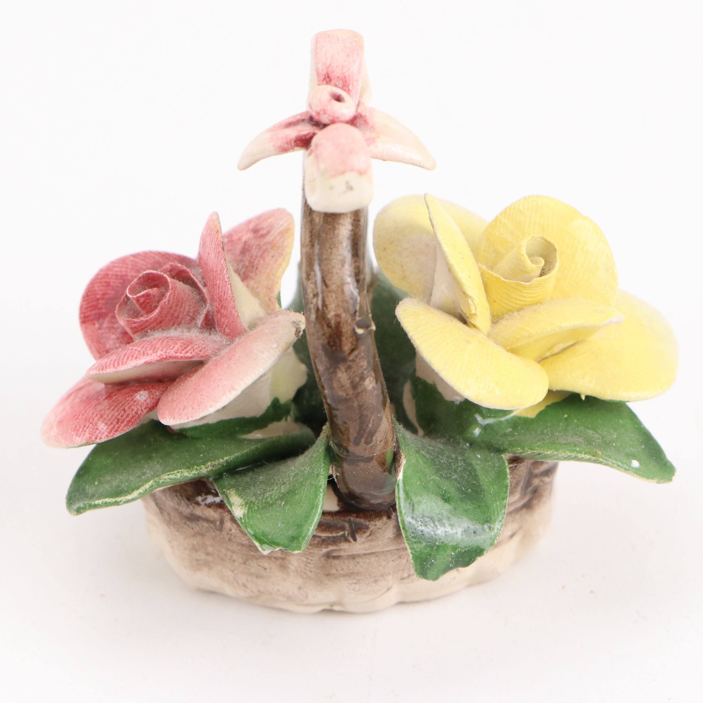 Capodimonte Porcelain Floral Arrangements & Vase