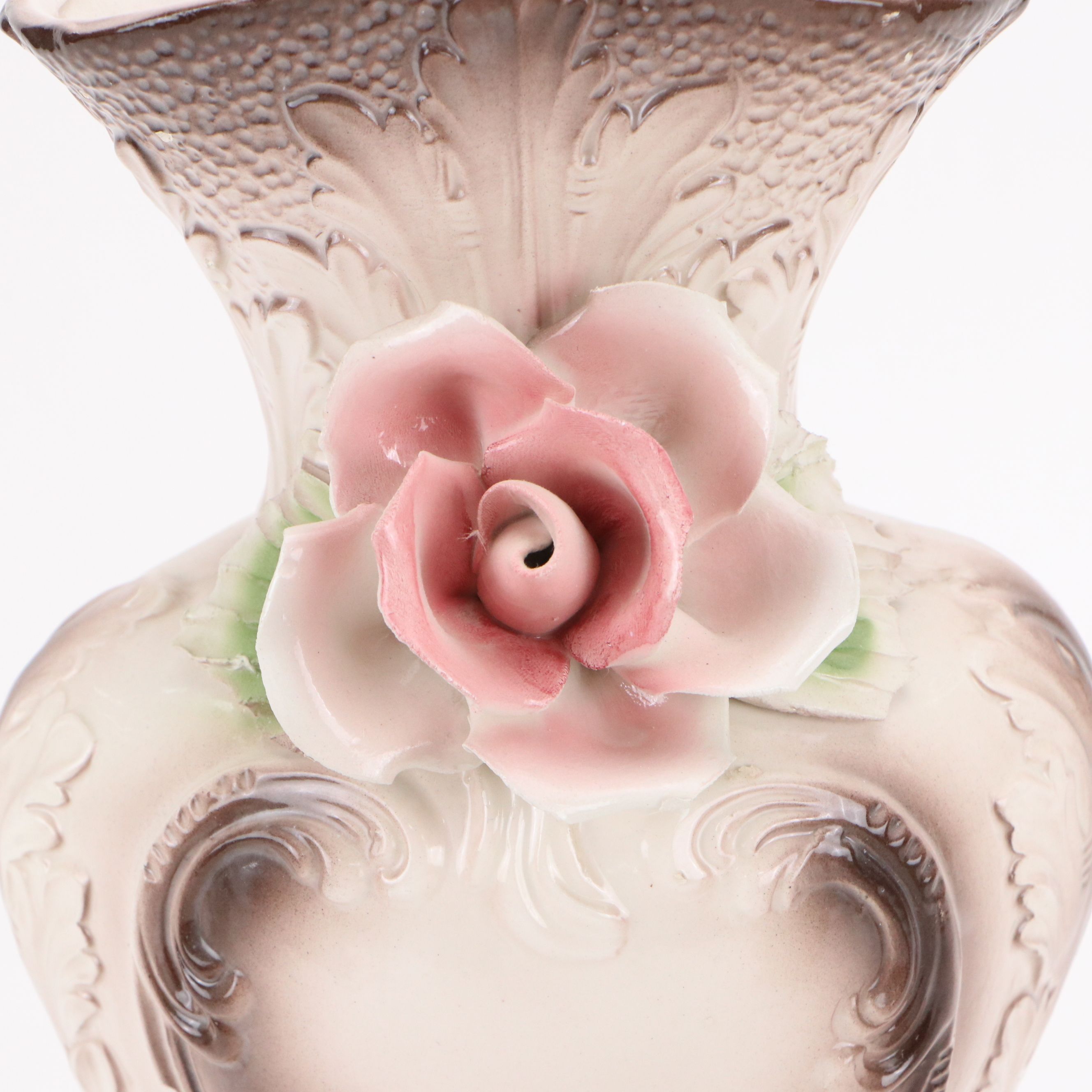 Capodimonte Porcelain Floral Arrangements & Vase