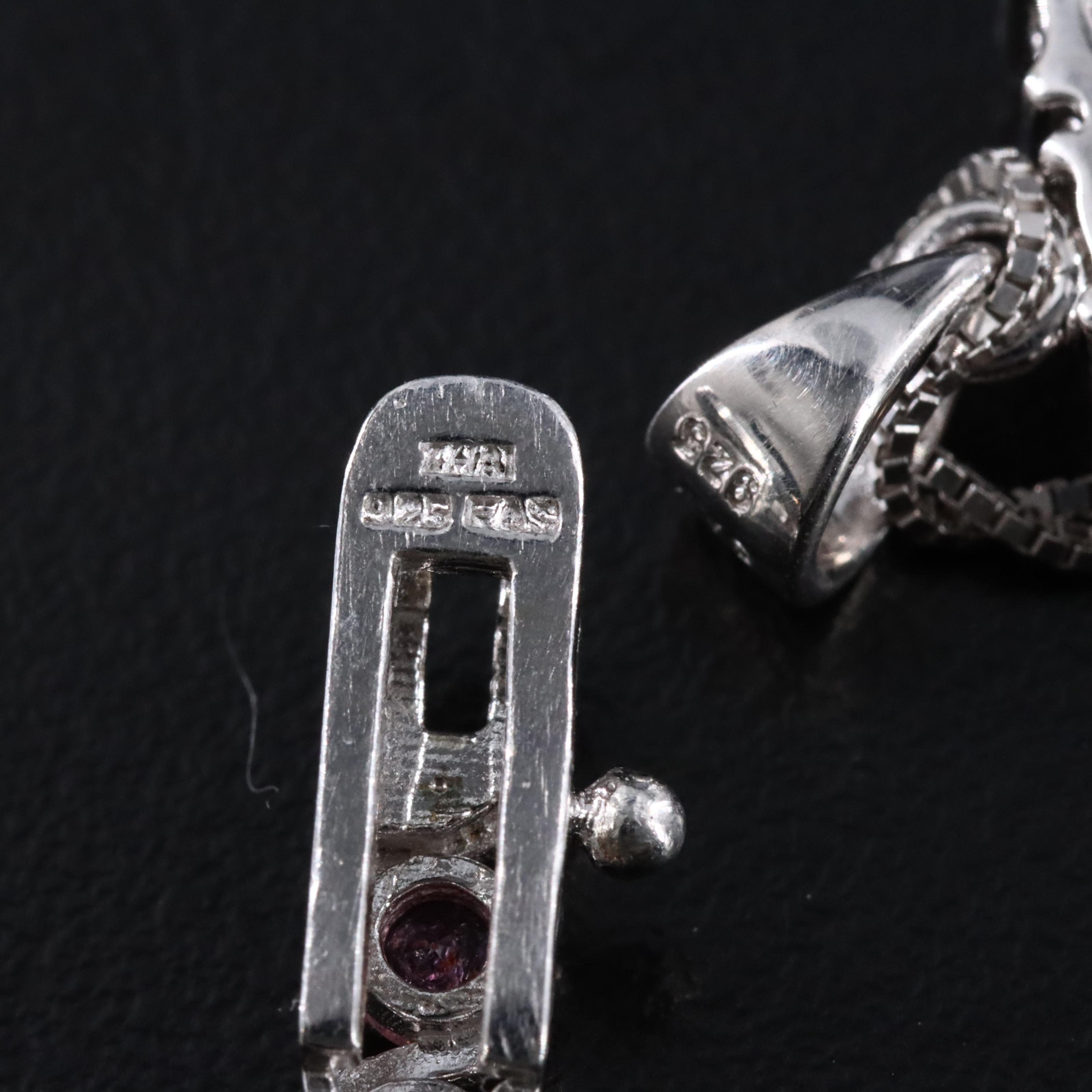 Sterling Tourmaline S-Link Bracelet and Pendant Necklace