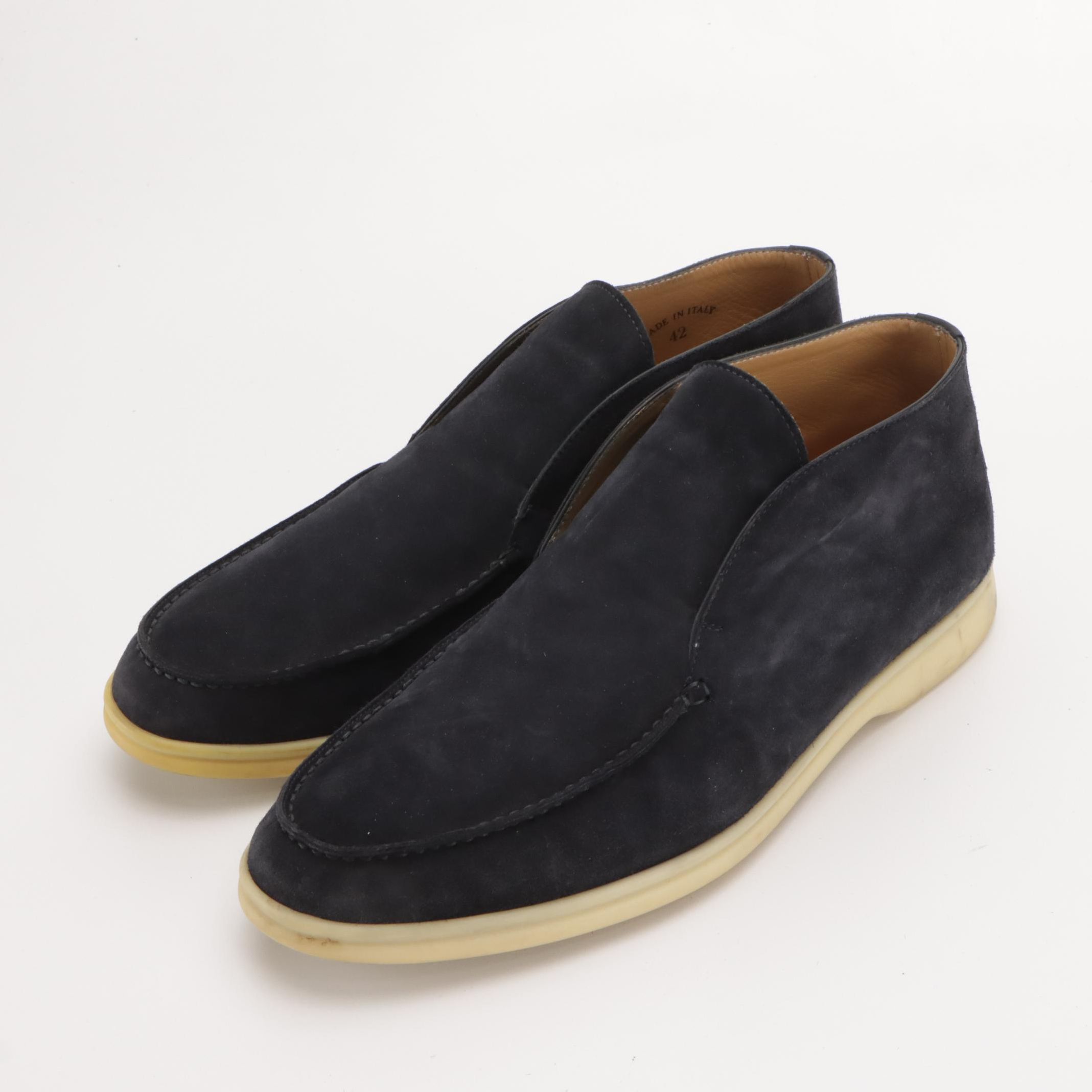 Men's Loro Piana Navy Blue Suede Open Walk Slip-On Shoes