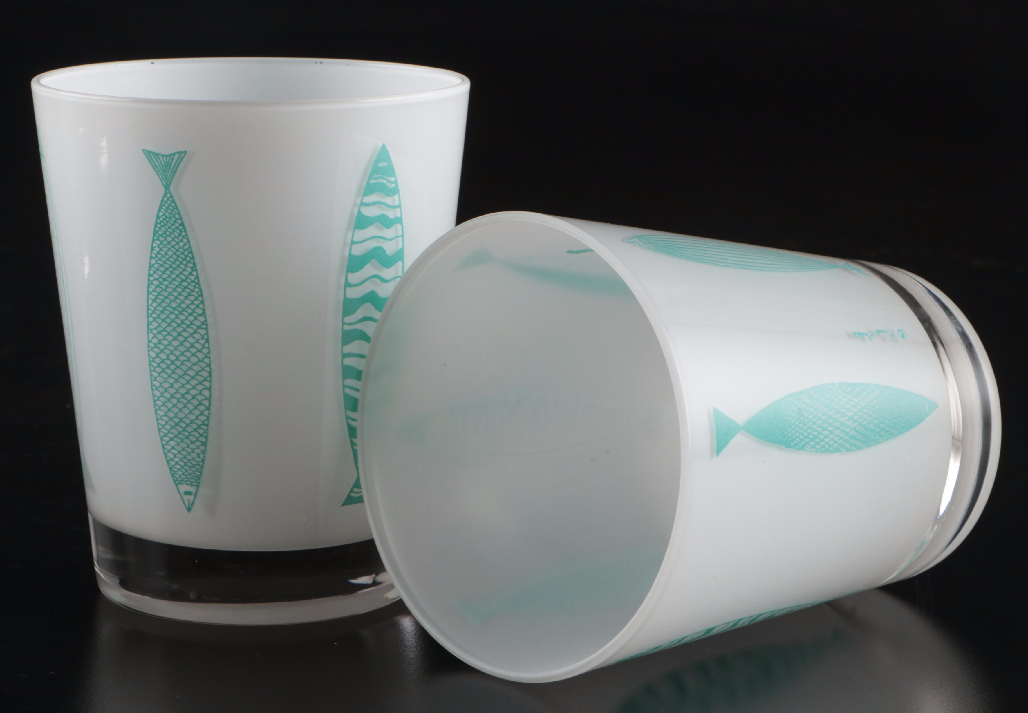 Mid Century Modern Fred Press Fish Glasses, 1950s–1960s