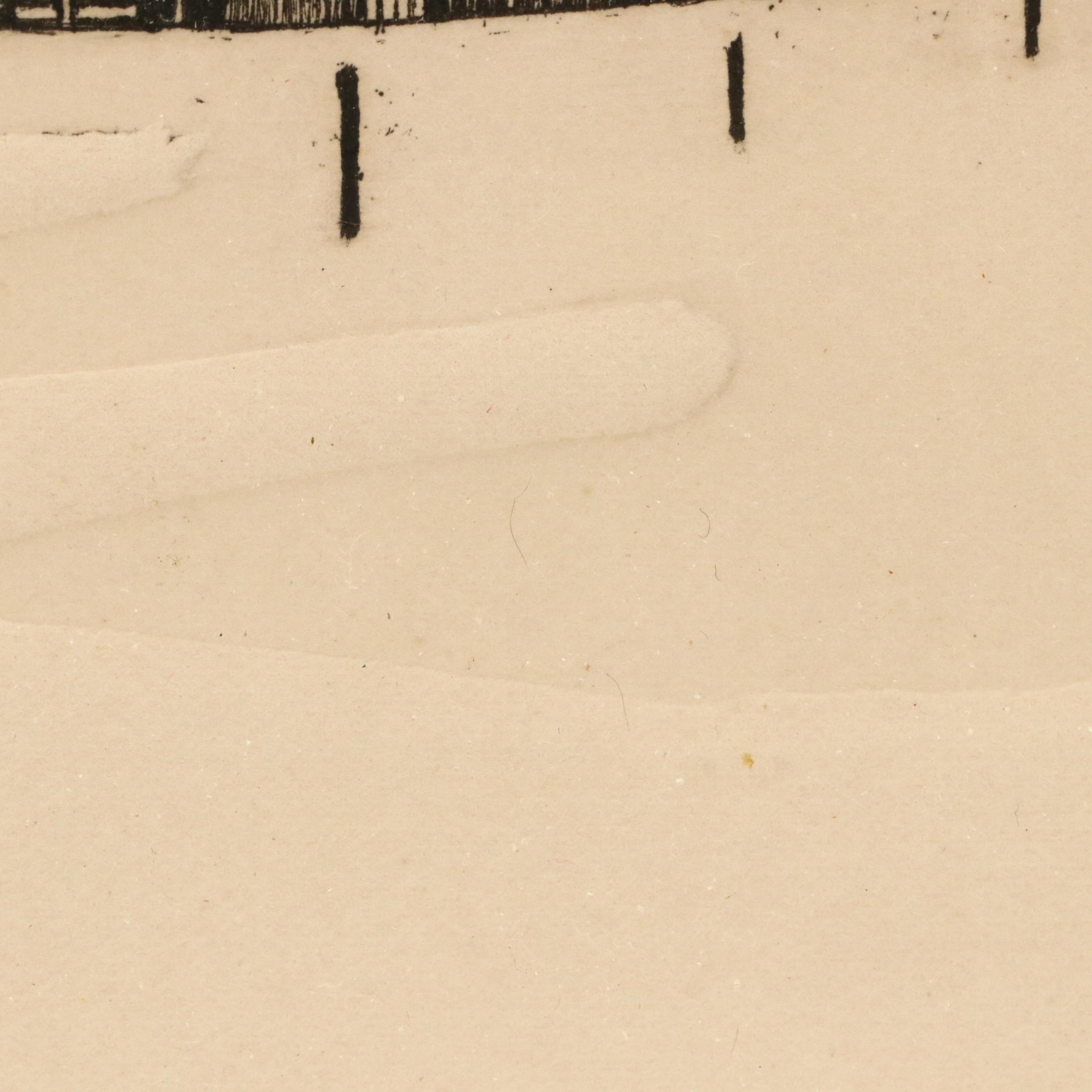 Winter Rural Landscape Embossed Etching "Of Winter's Past," 1976