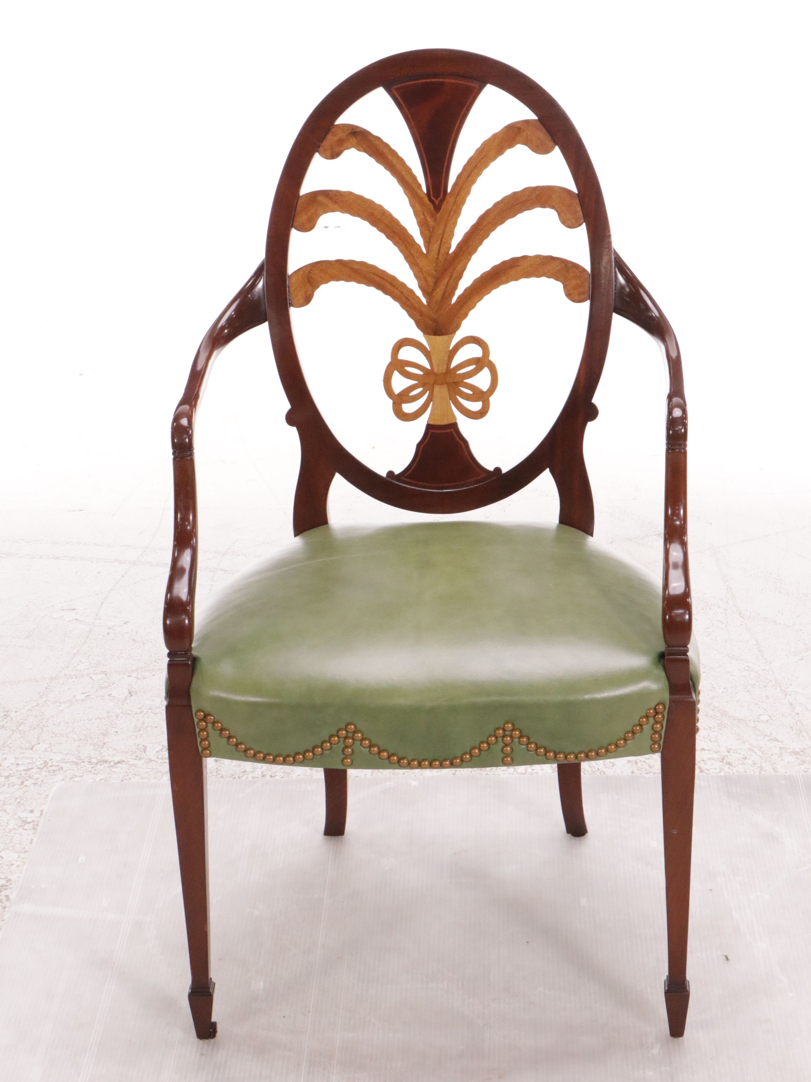 Pair of Karges "Prince of Wales" Mahogany Armchairs with Leather Upholstery