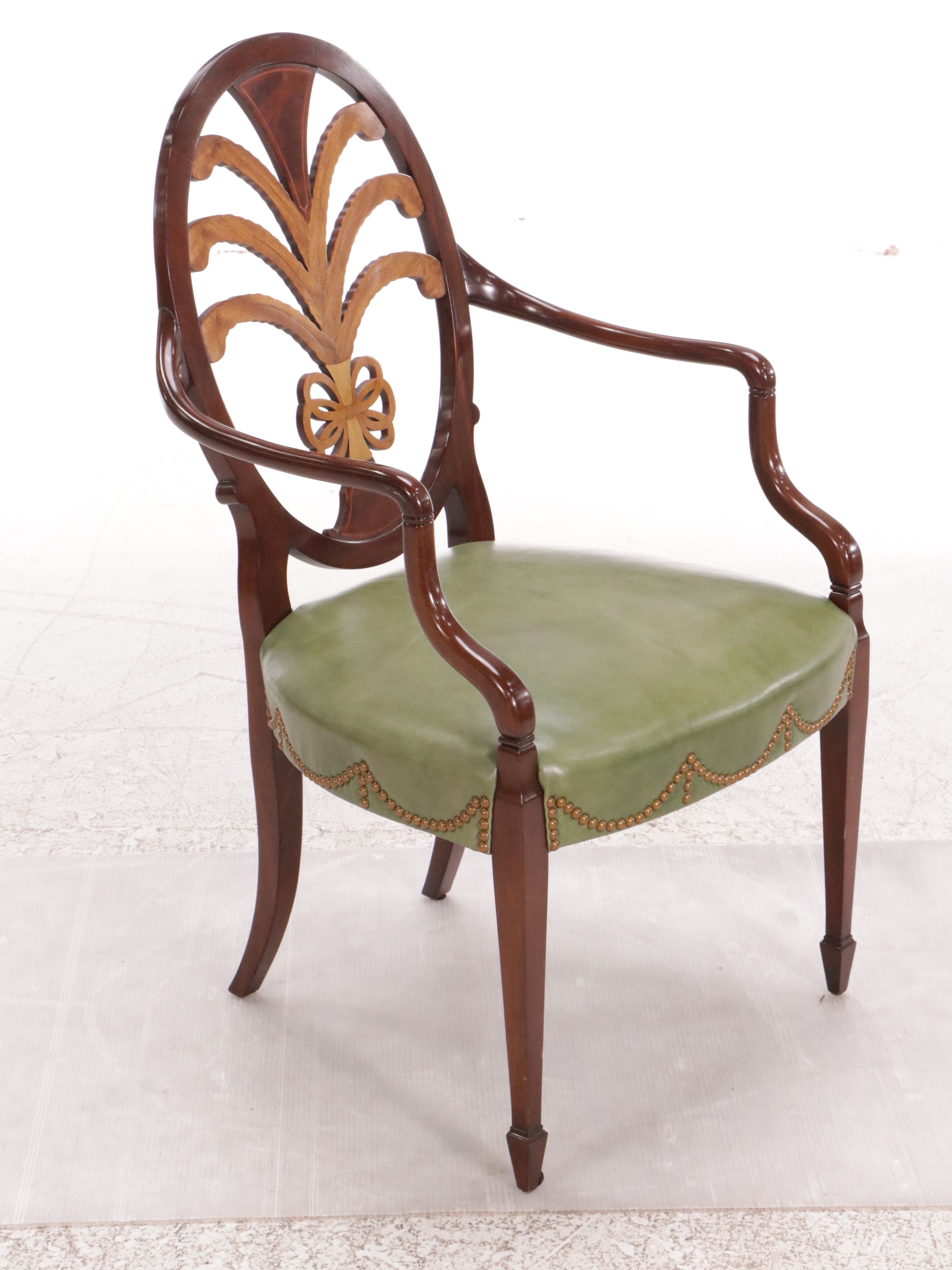 Pair of Karges "Prince of Wales" Mahogany Armchairs with Leather Upholstery