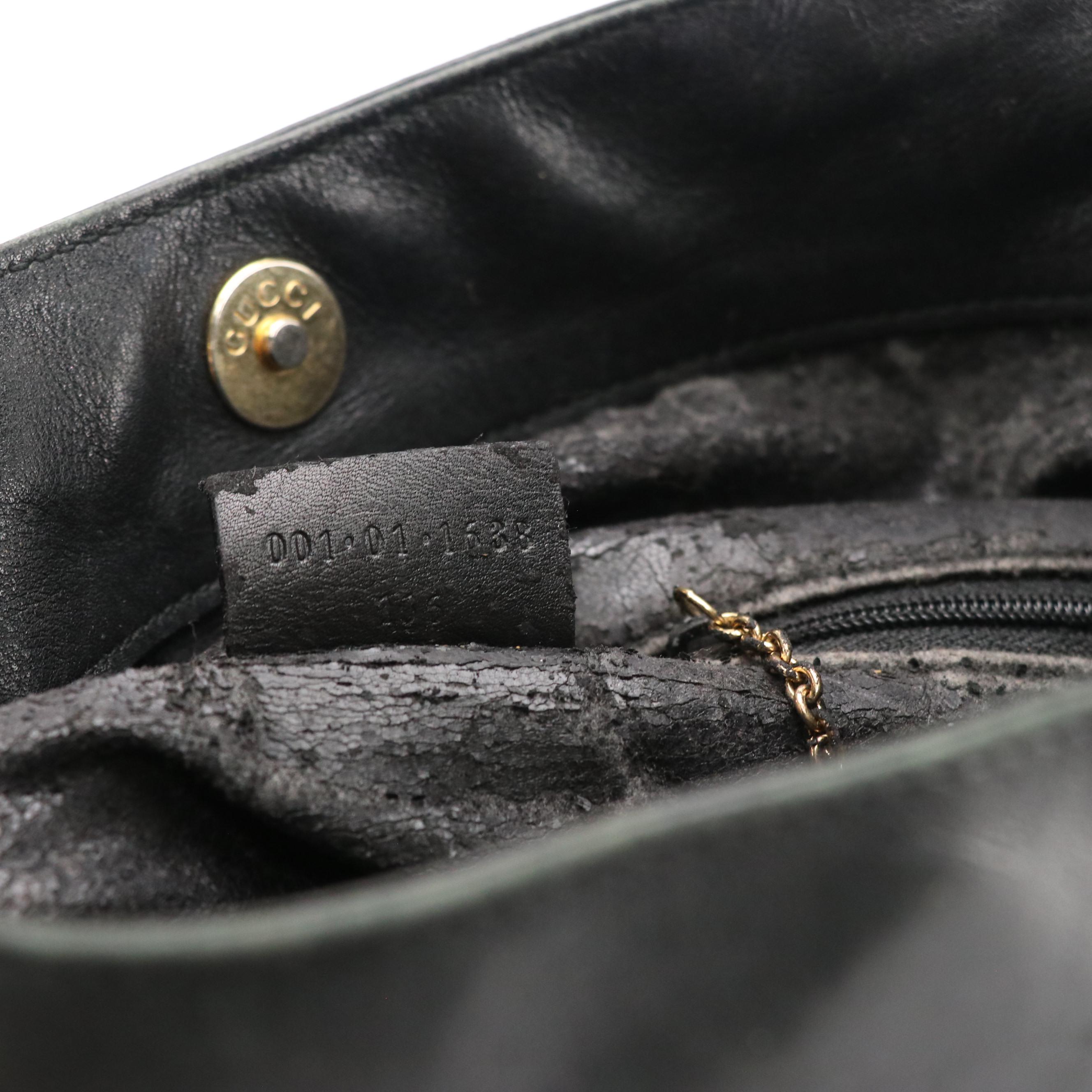 Gucci Bamboo Handle Two Way Tote in Black Leather