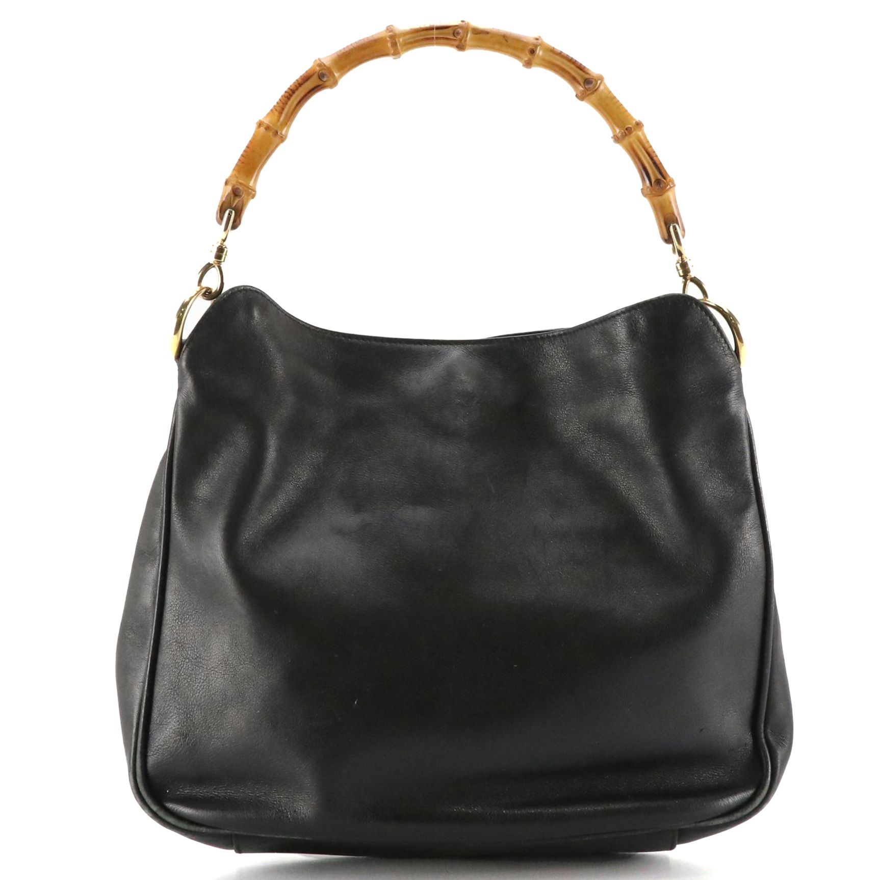 Gucci Bamboo Handle Two Way Tote in Black Leather