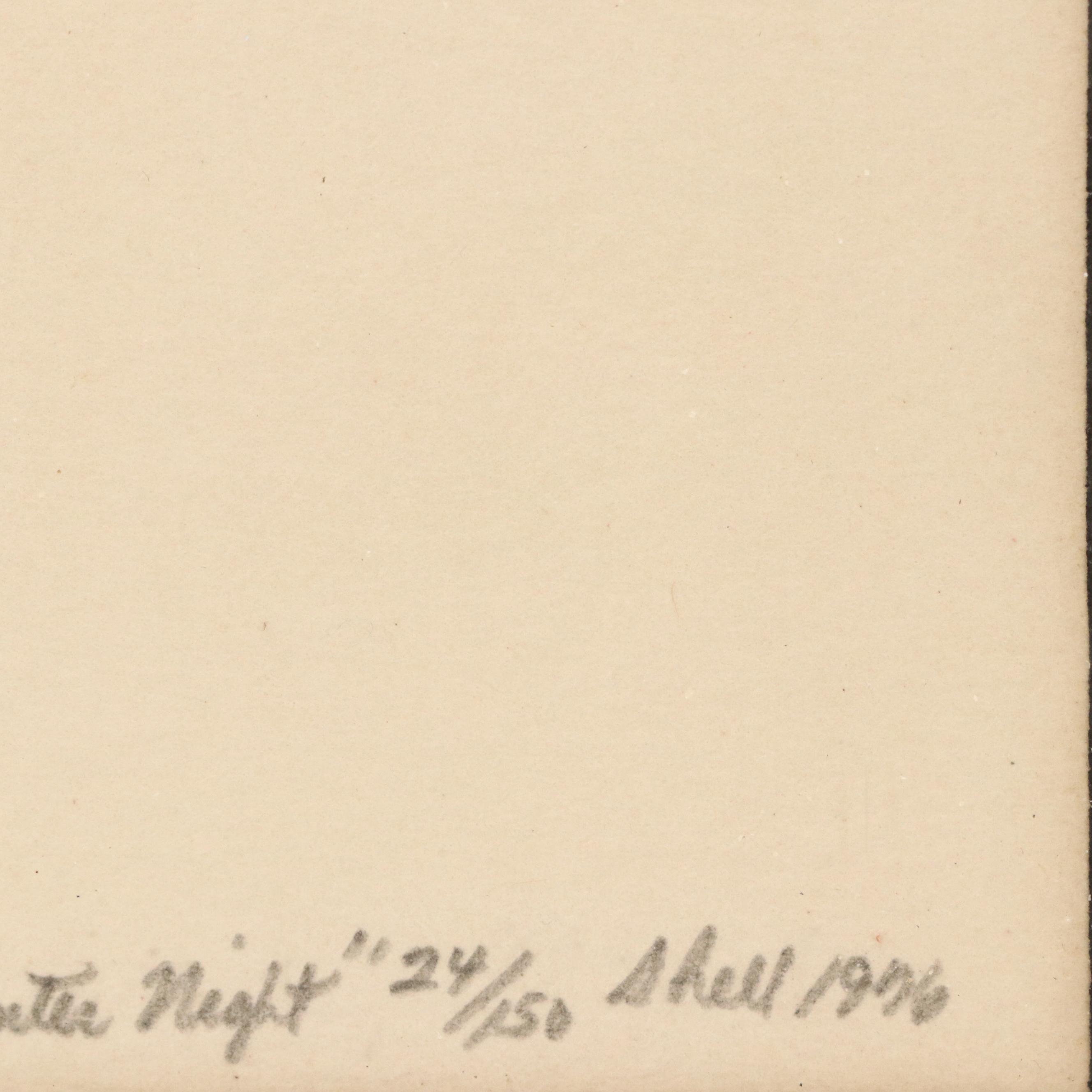 Winter Rural Landscape Embossed Etching "One Winter's Night," 1976