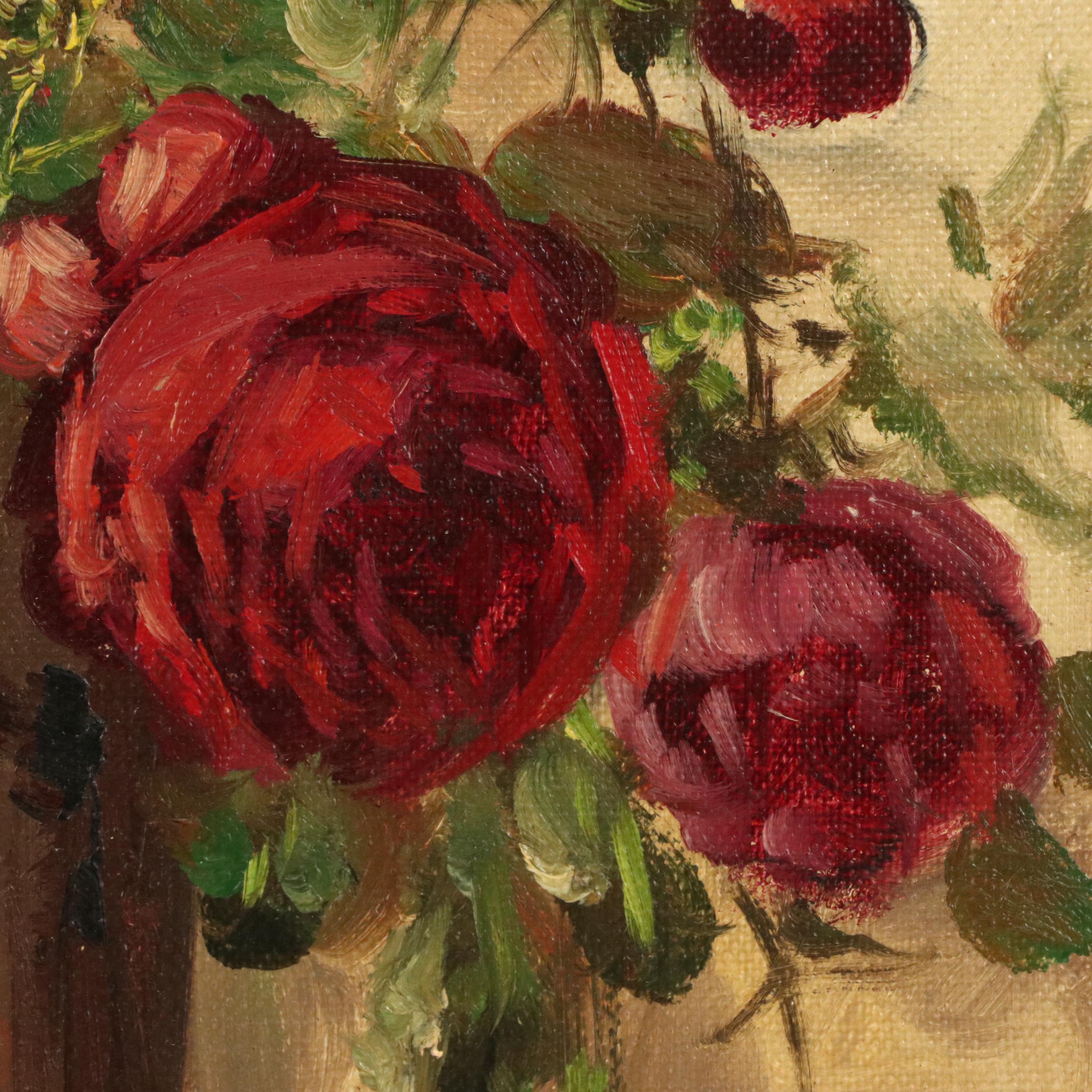 Floral Still Life Oil Painting, Late 20th Century