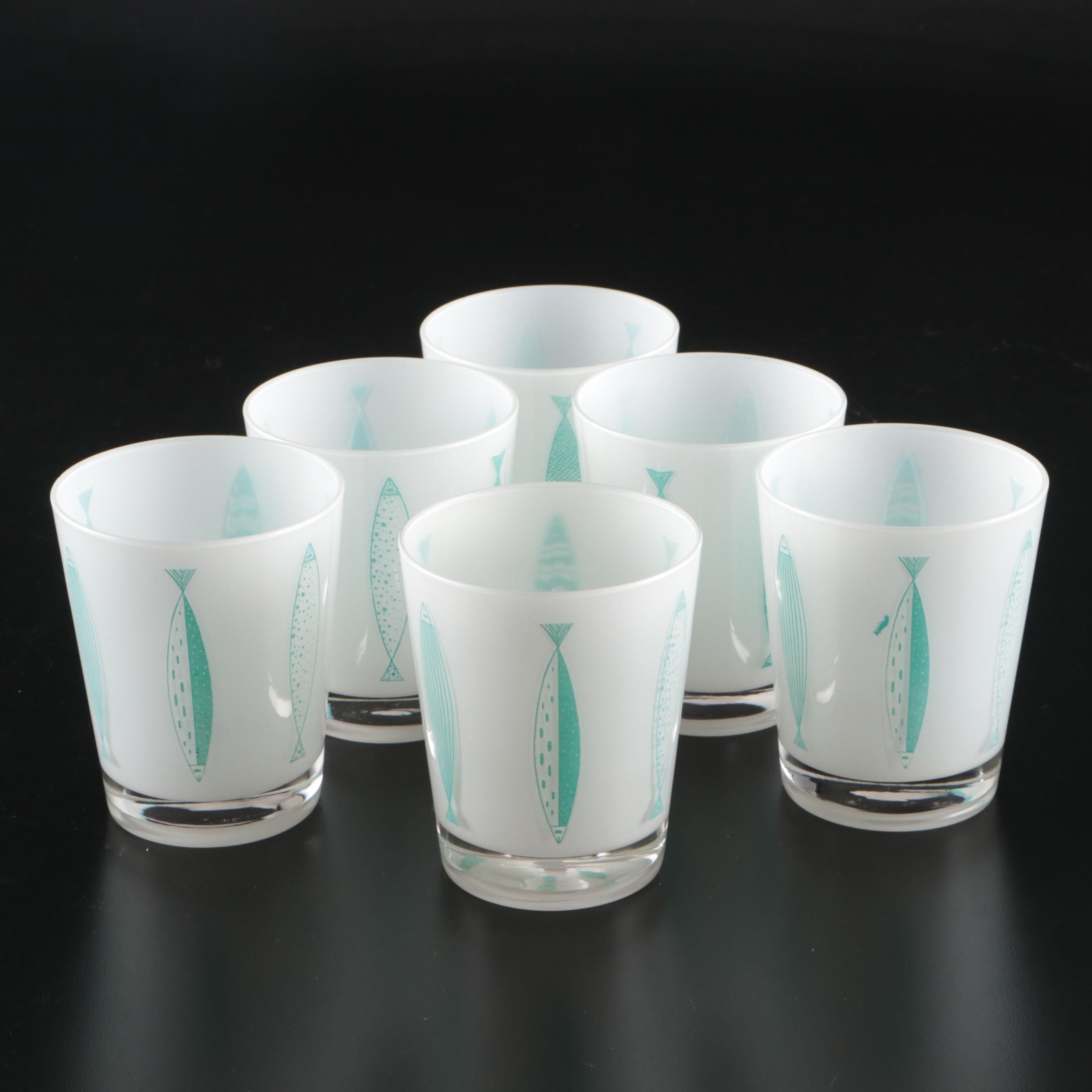 Mid Century Modern Fred Press Fish Glasses, 1950s–1960s