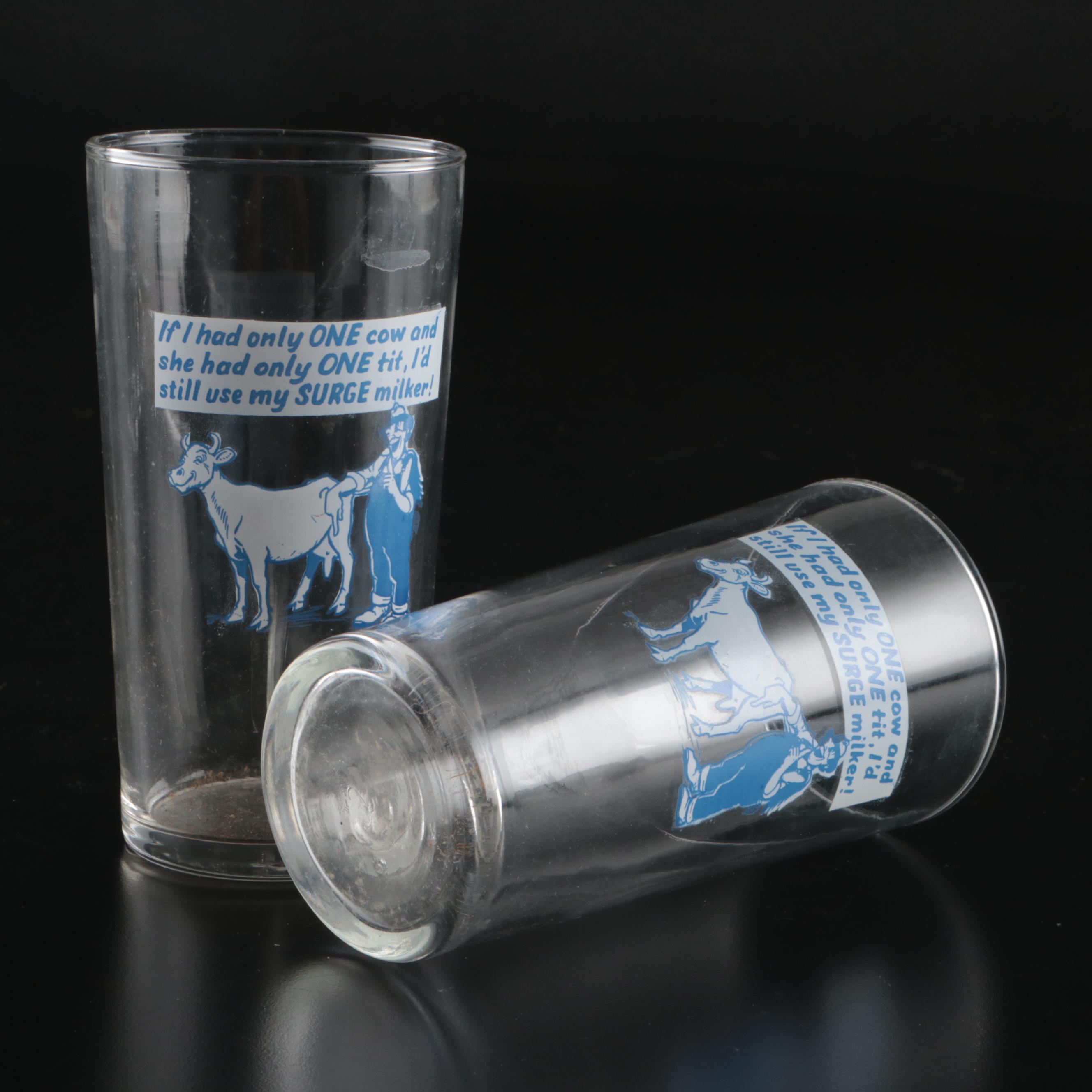 Libbey Surge Milker Glasses, 1950s