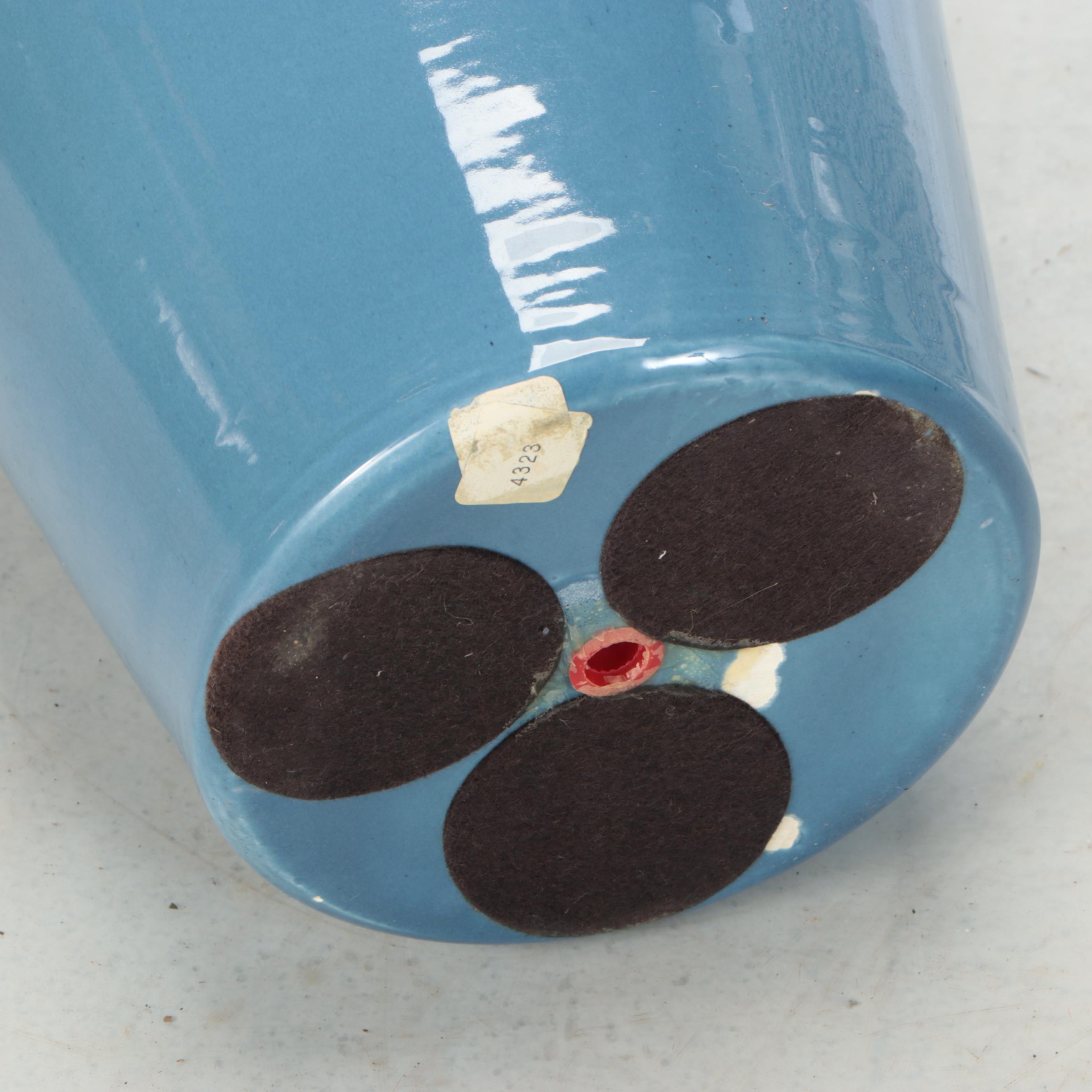 Chinese Famille Rose Porcelain Planter and Vase with Blue Porcelain Vase