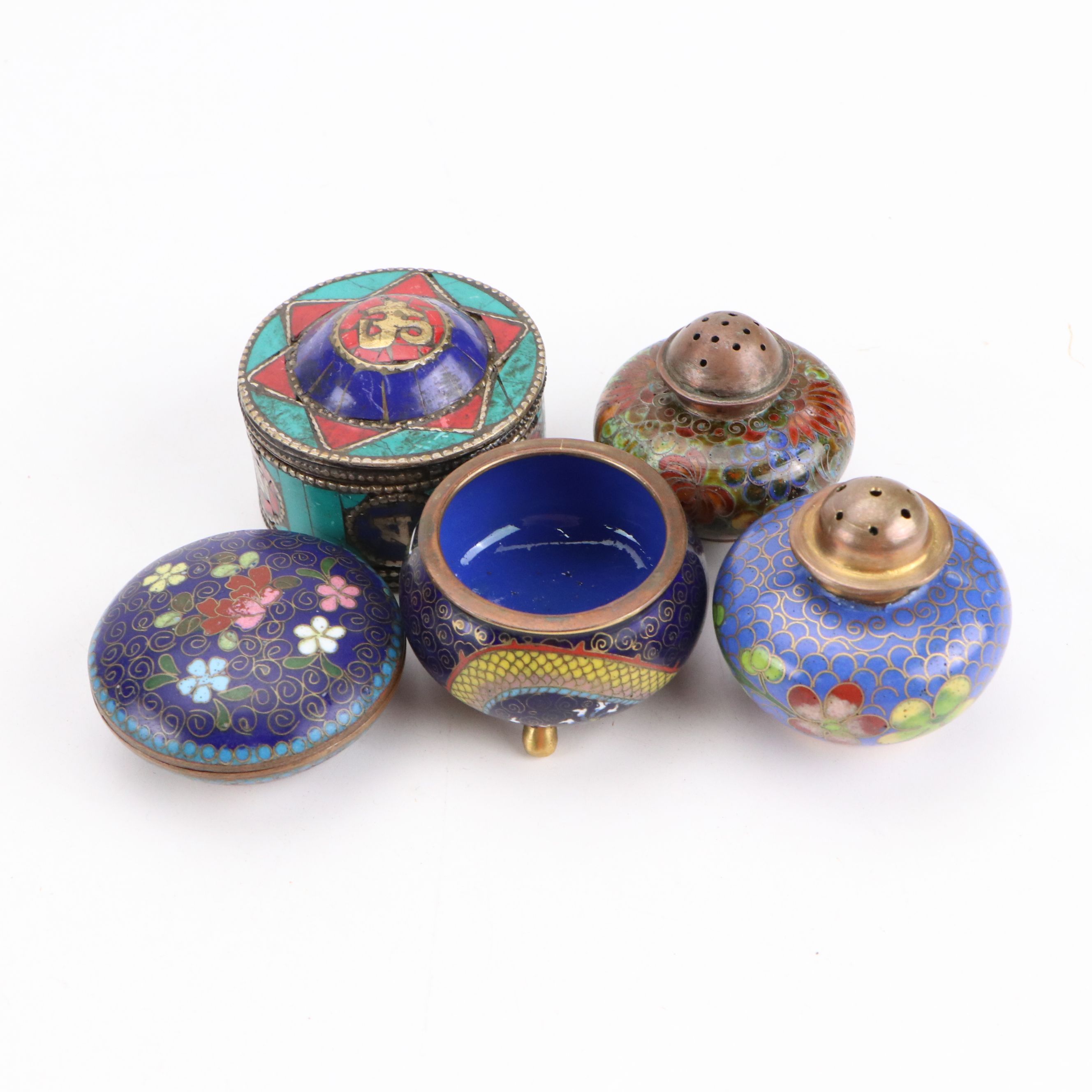 Andersen Paillonné Enamel on Sterling Plate, Cloisonné Vessels, Shakers and More