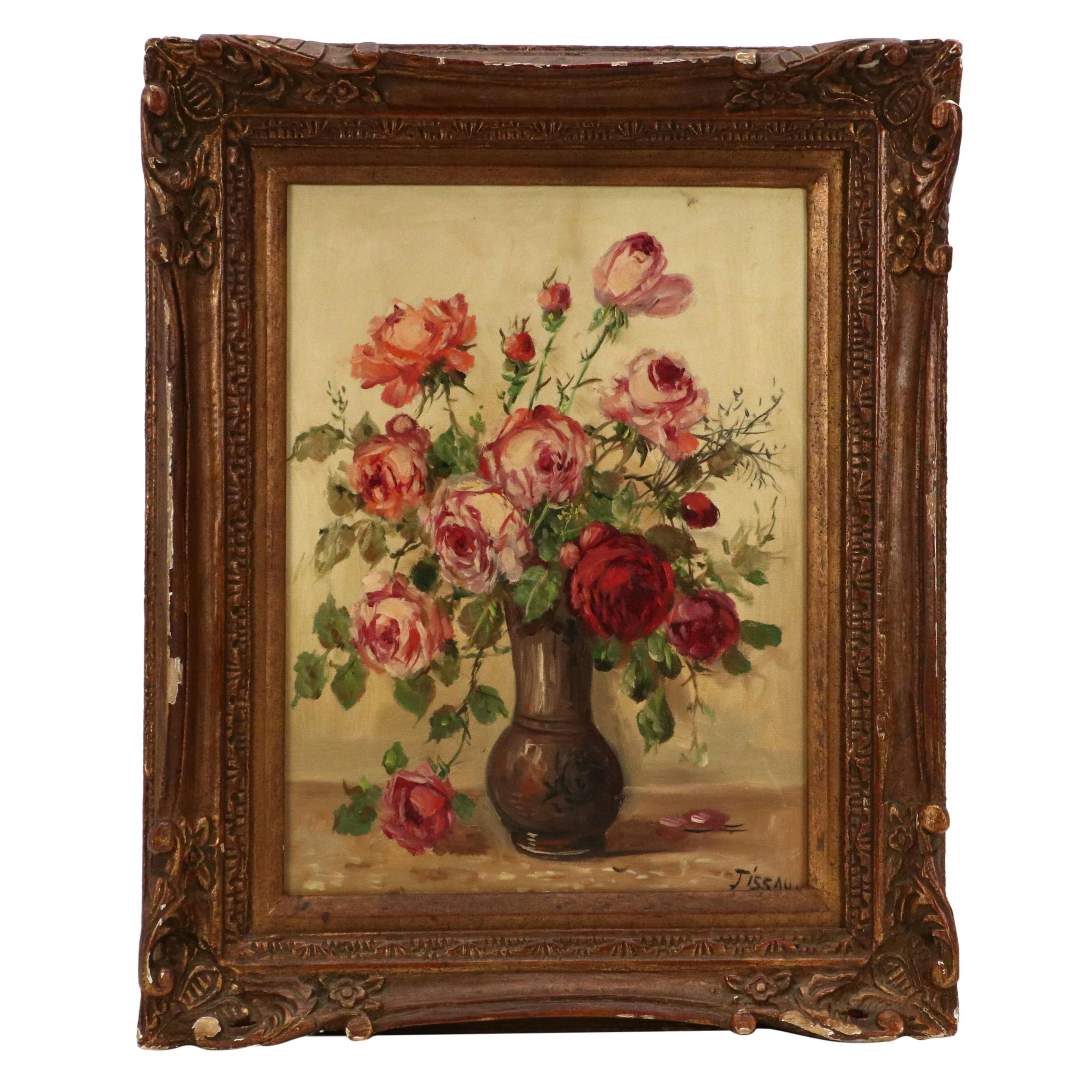 Floral Still Life Oil Painting, Late 20th Century
