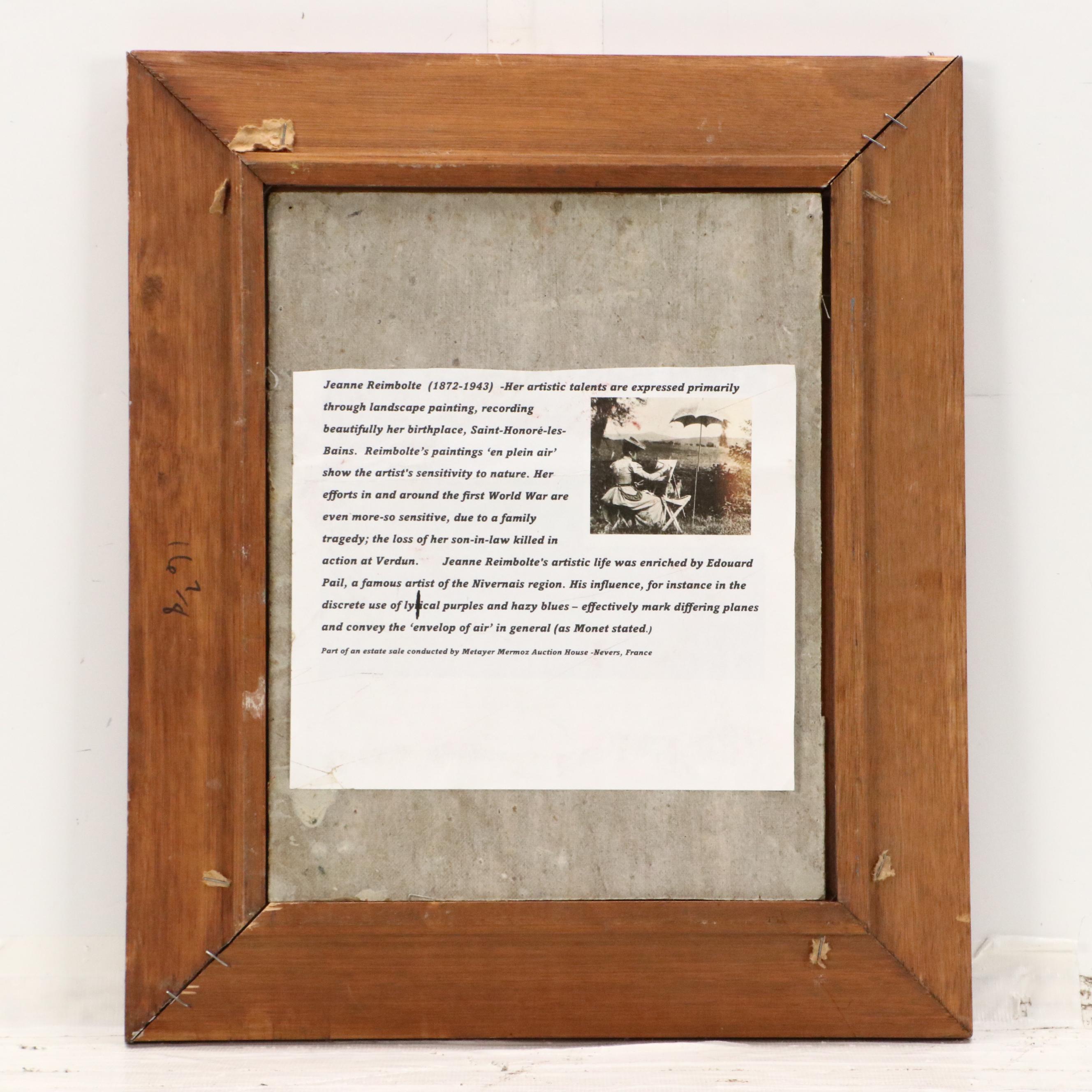 Attributed to Jeanne Reimbolte Wooded Landscape Oil Painting, Early 20th Century