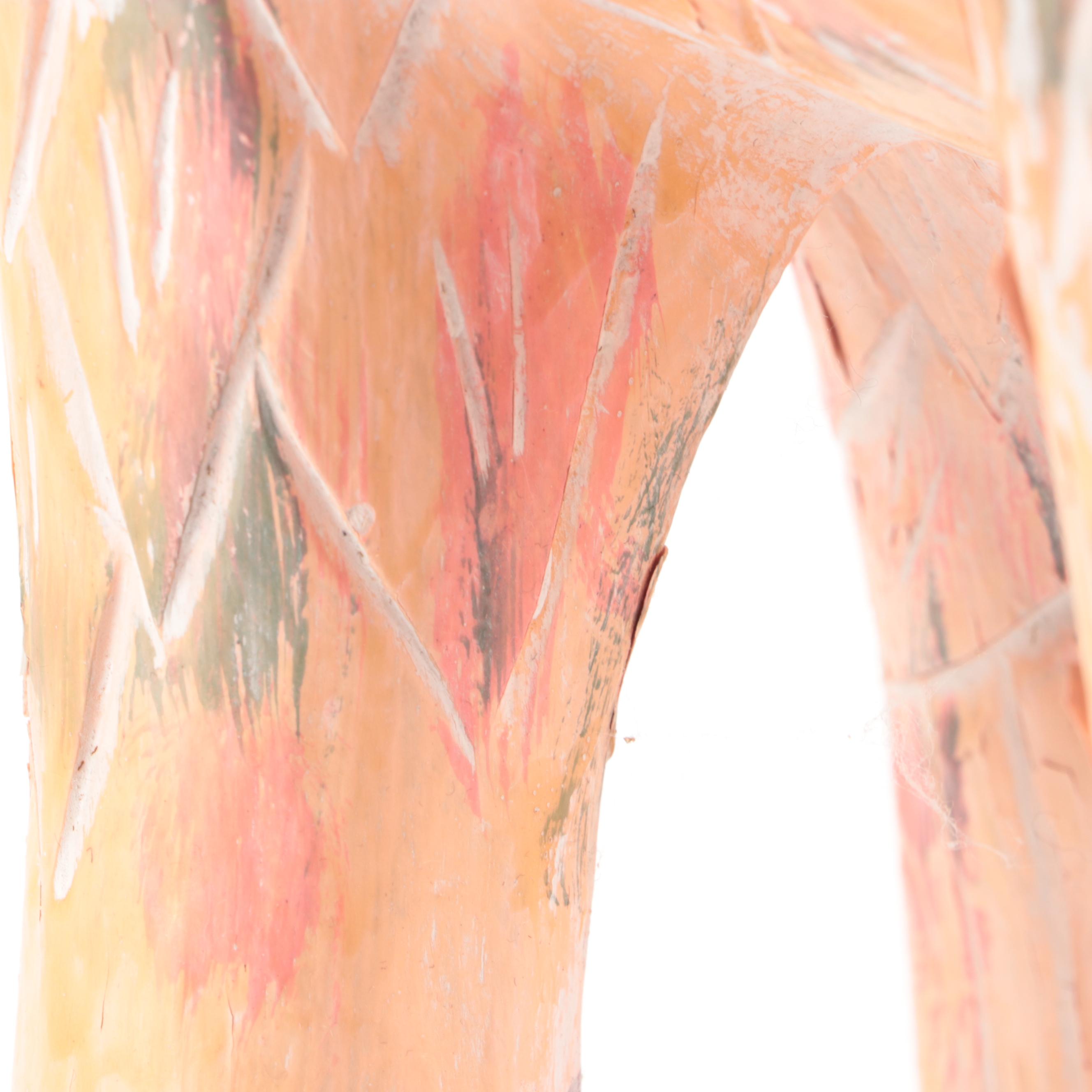 Folk Art Hand-Painted Carved Wooden Crane