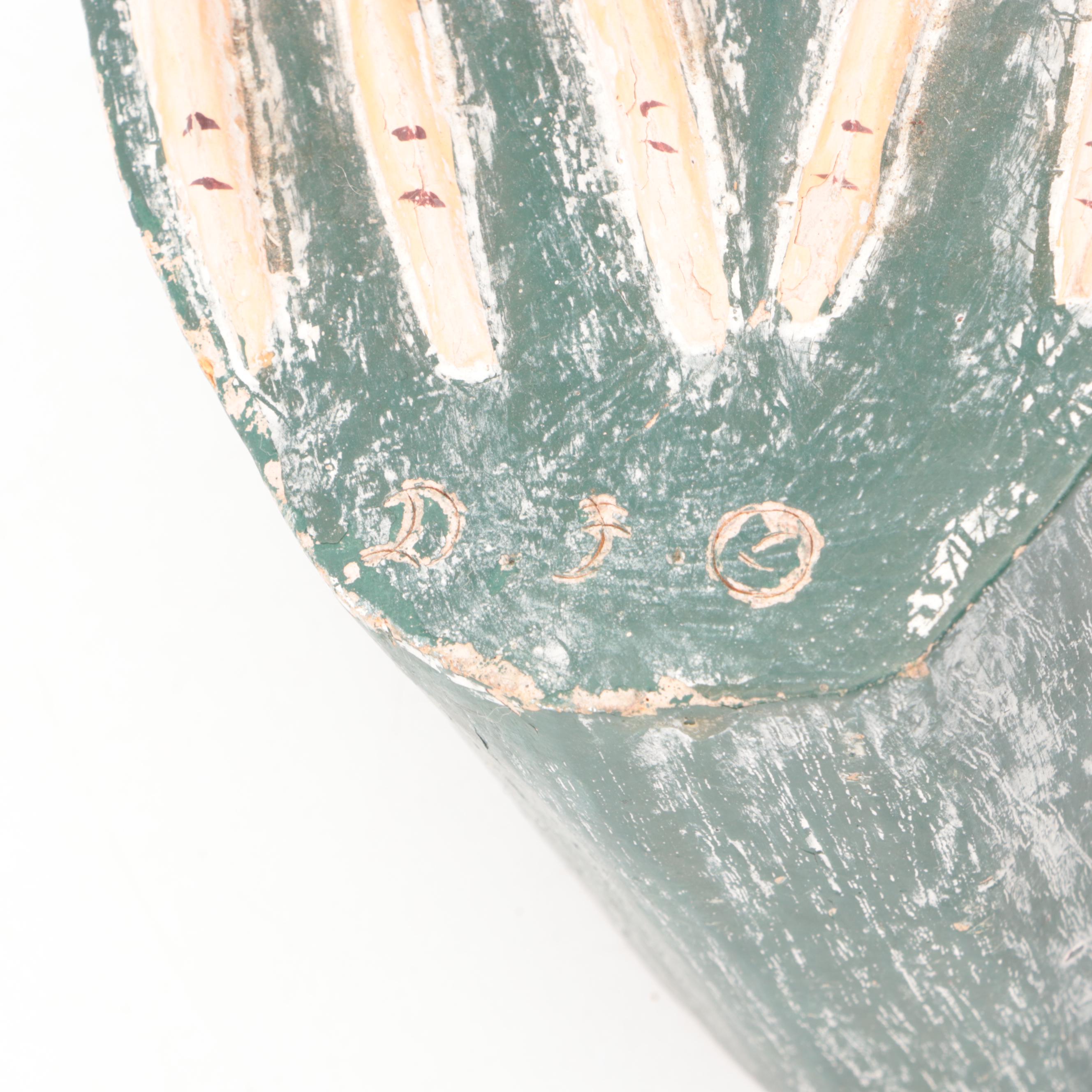 Folk Art Hand-Painted Carved Wooden Crane