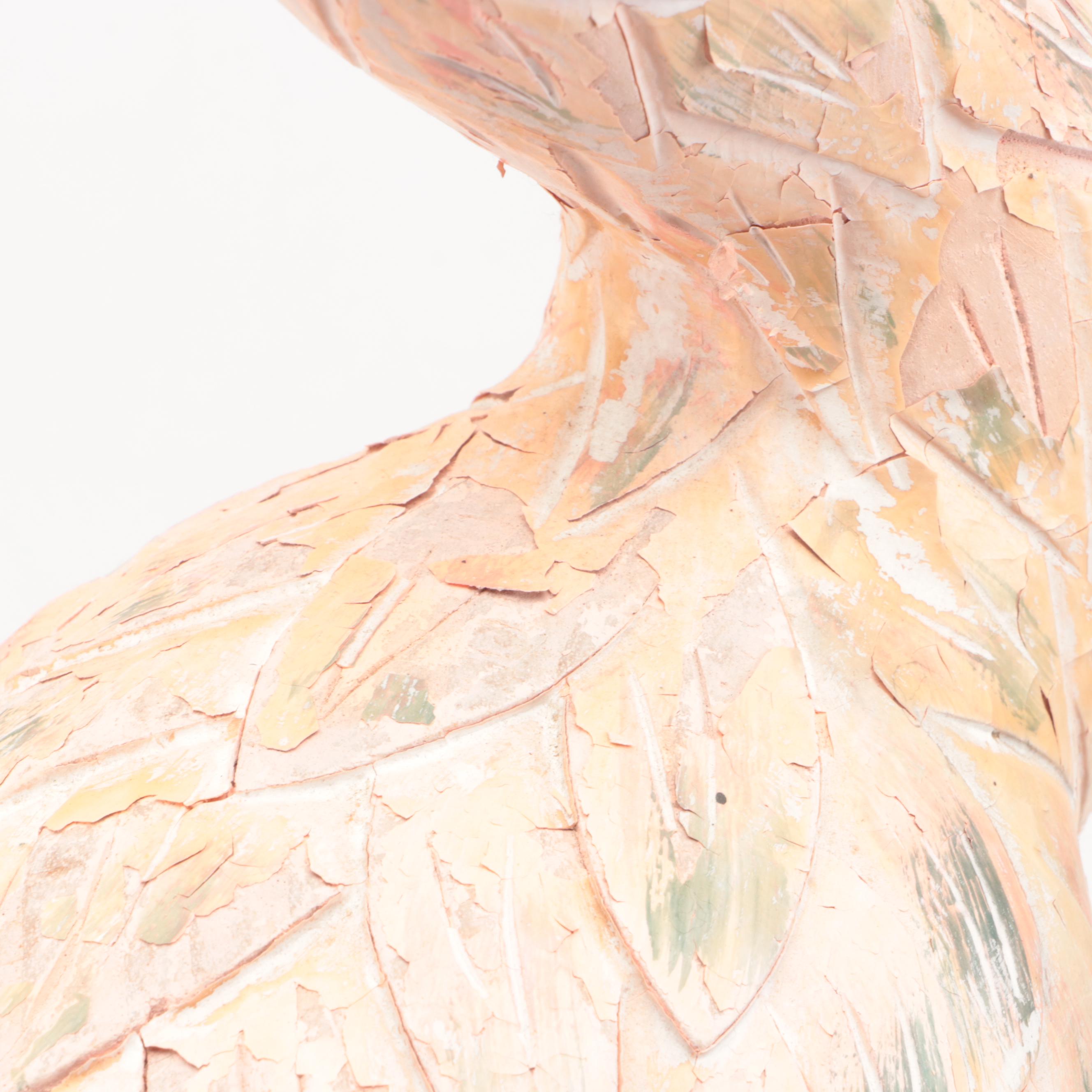 Folk Art Hand-Painted Carved Wooden Crane