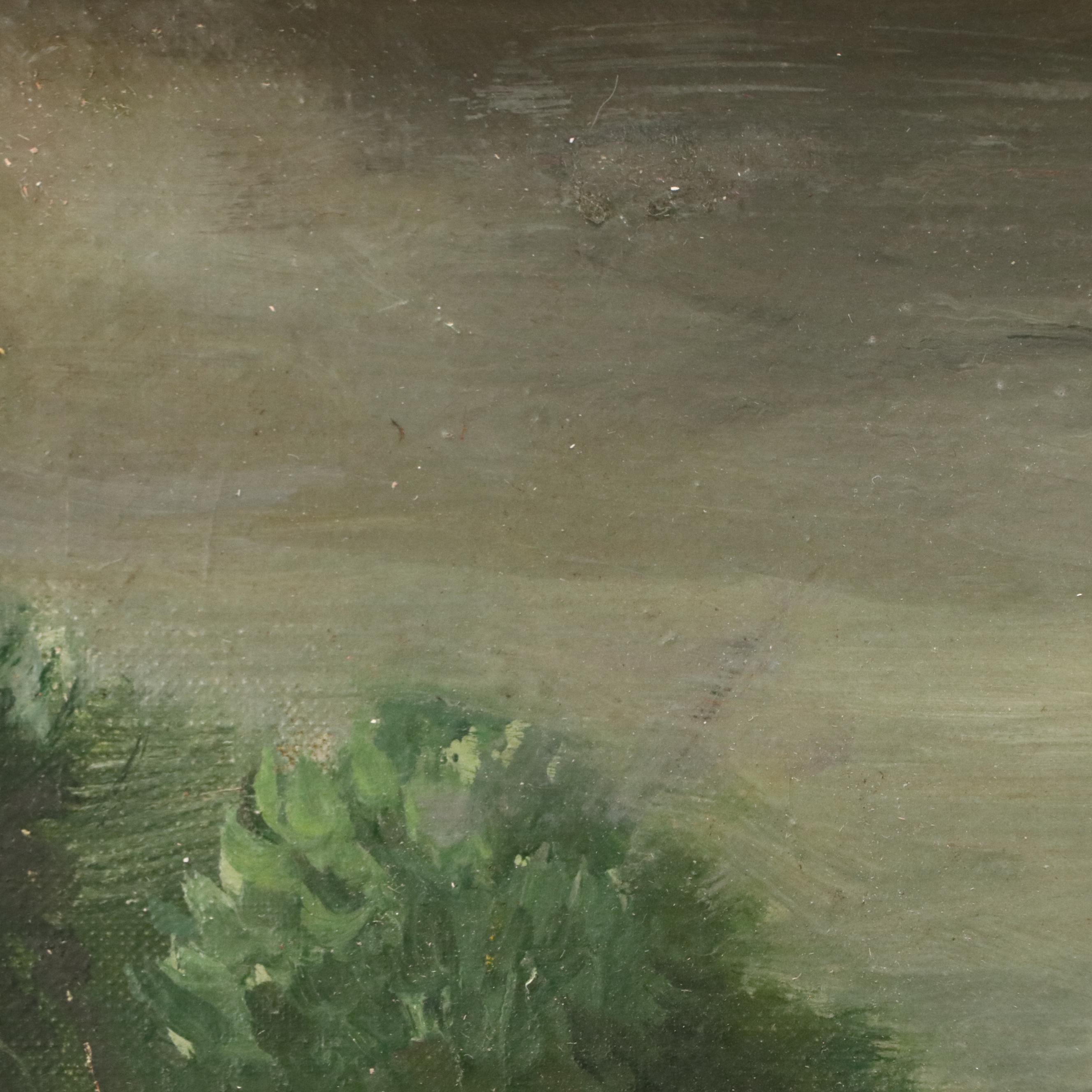 Modernist Countryside Landscape Oil Painting, Mid-20th Century