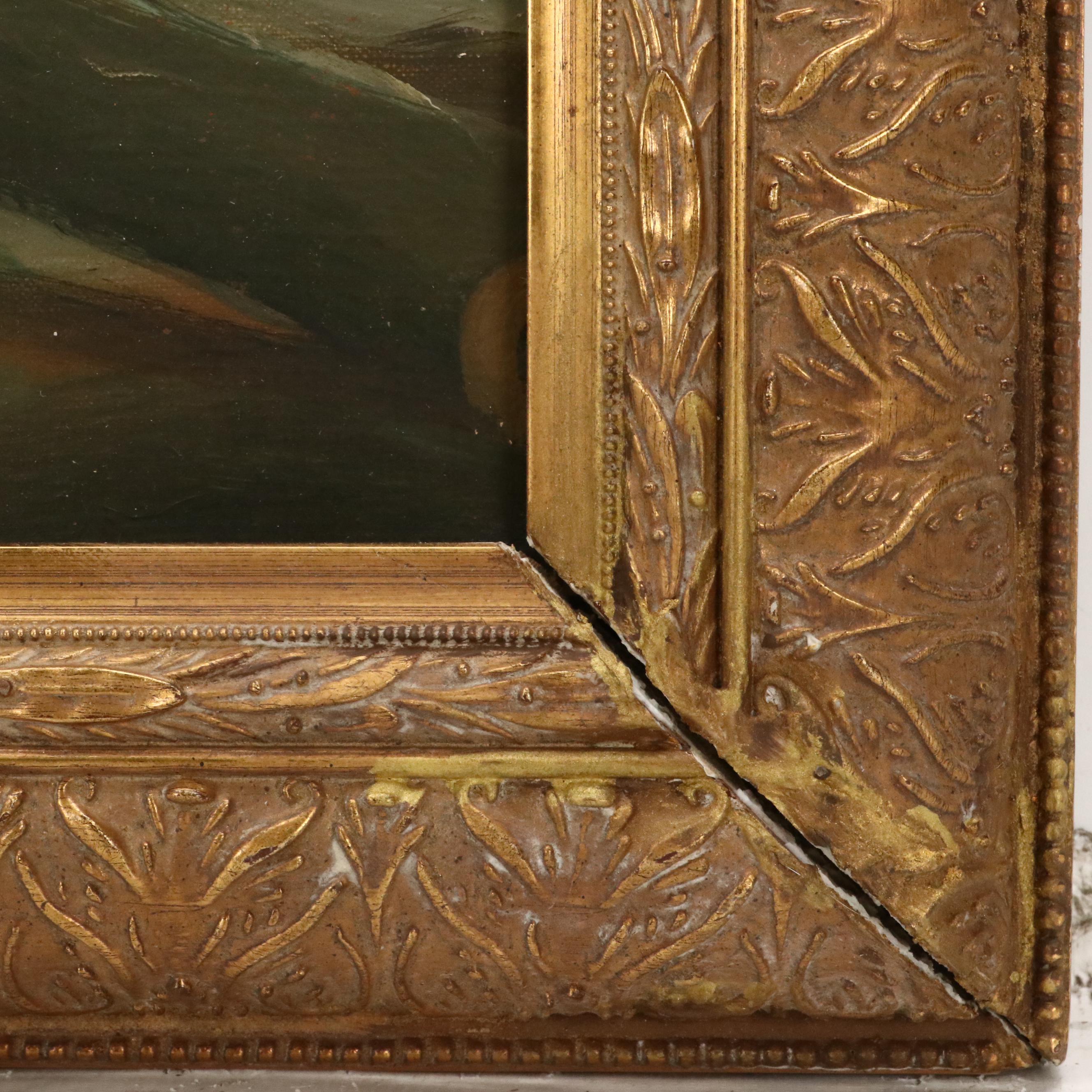 Modernist Countryside Landscape Oil Painting, Mid-20th Century