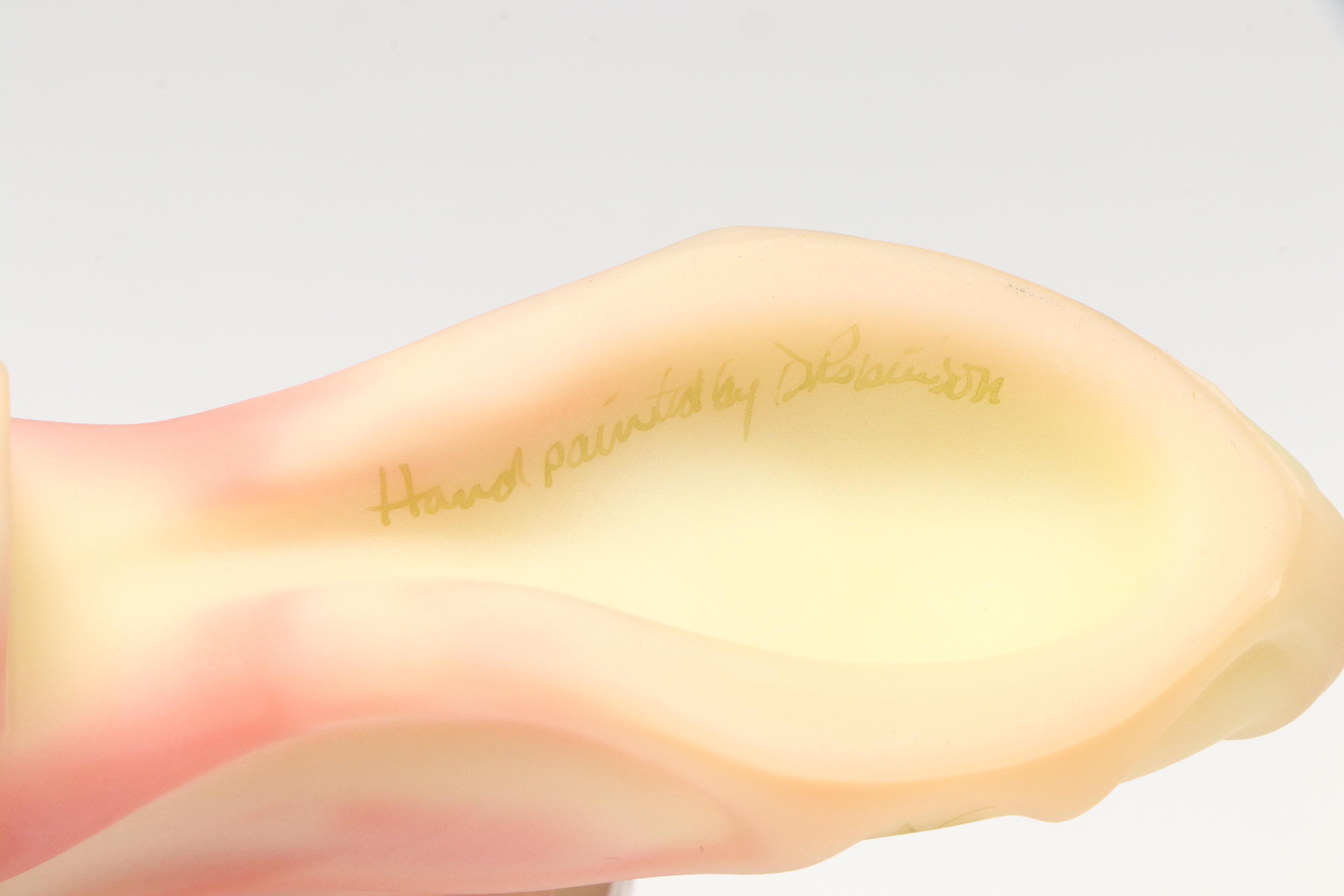 Fenton Hand-Painted Floral Glass Shoe and Egg Figures with Carnival Glass Cat