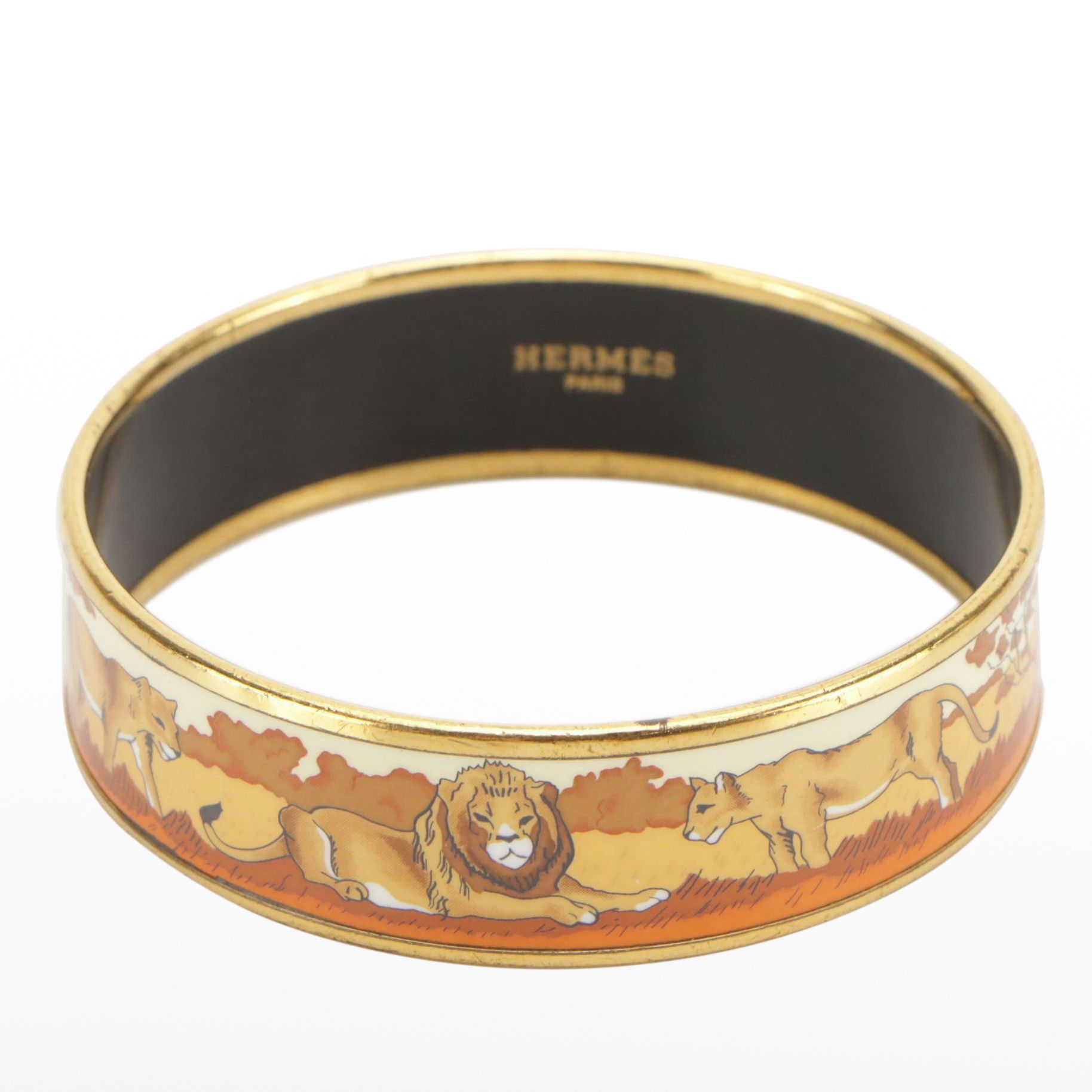 Hermès Lion Pride Enameled Bangle Bracelet