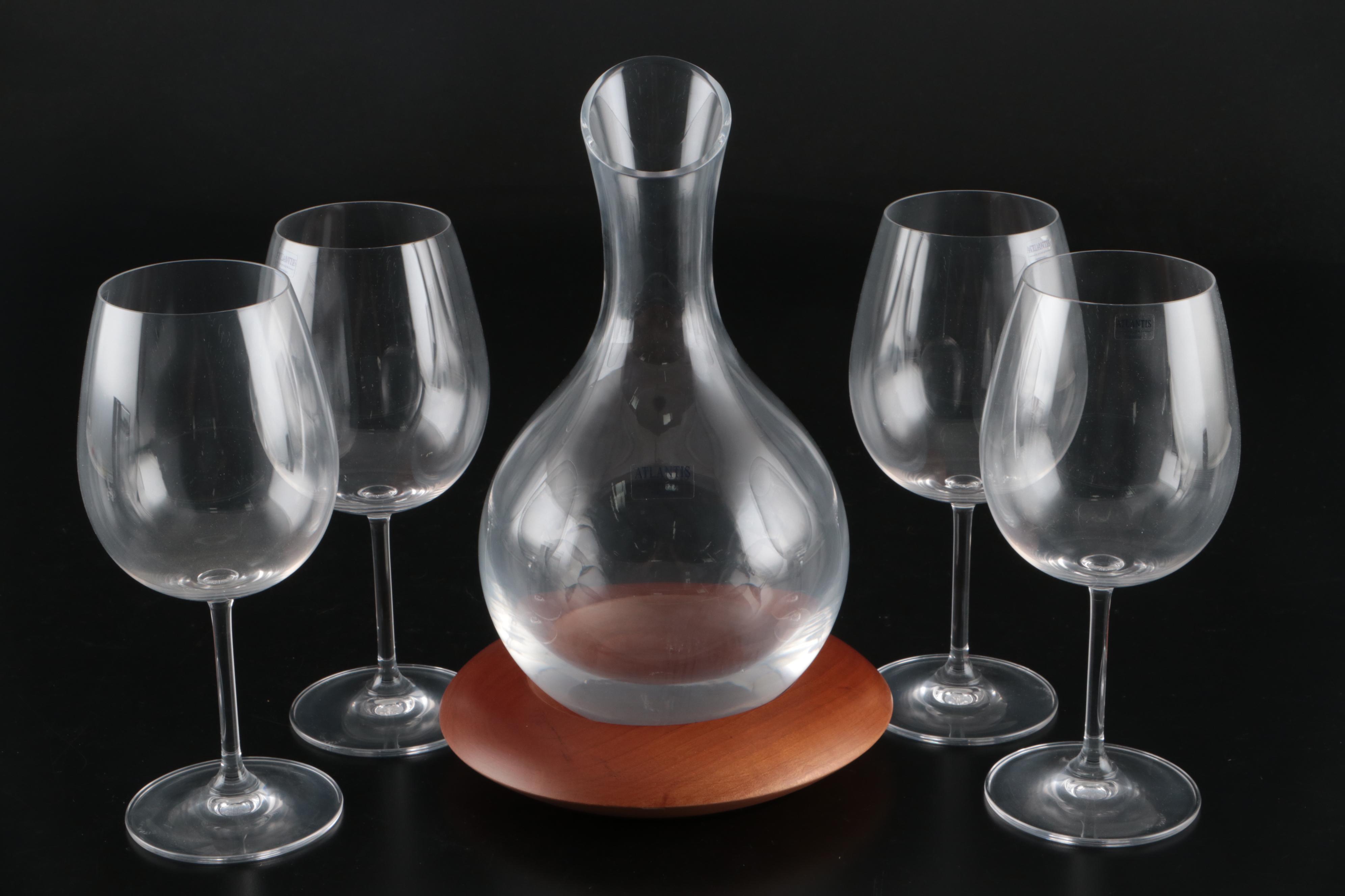 Atlantis Crystal Wine Decanter and Glasses with Cocktail Shaker Set