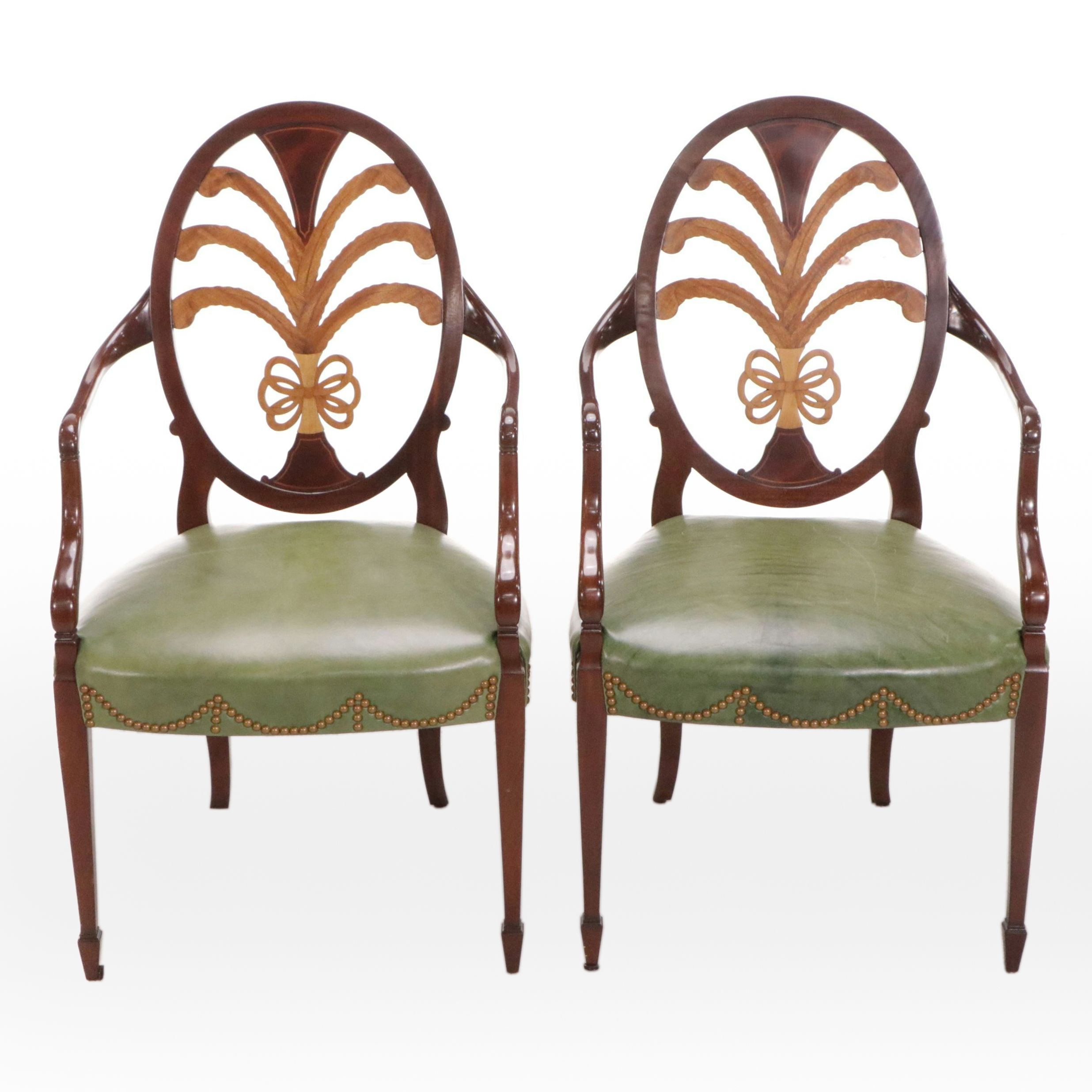 Pair of Karges "Prince of Wales" Mahogany Armchairs with Leather Upholstery
