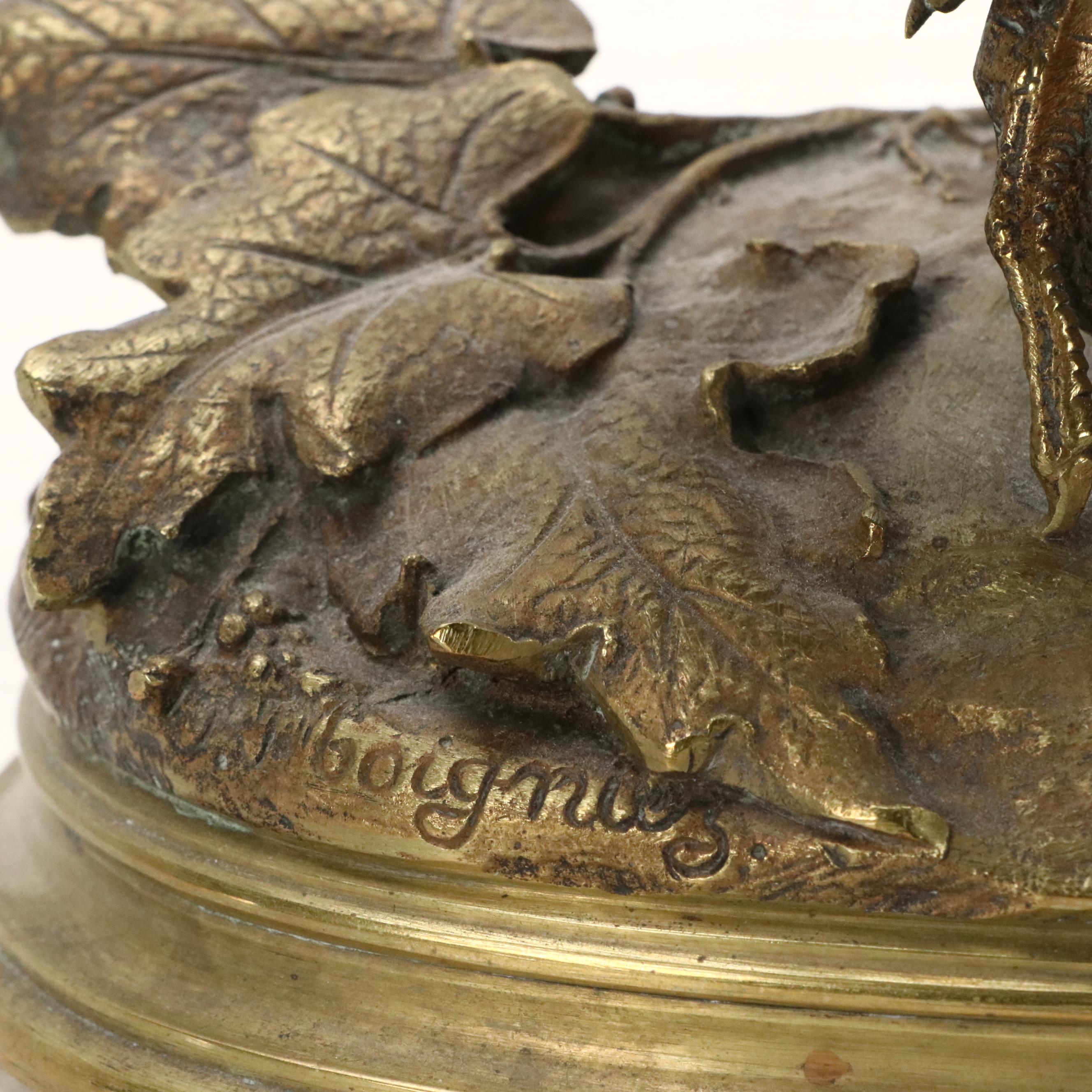 Cast Brass Partridge After Jules Moigniez