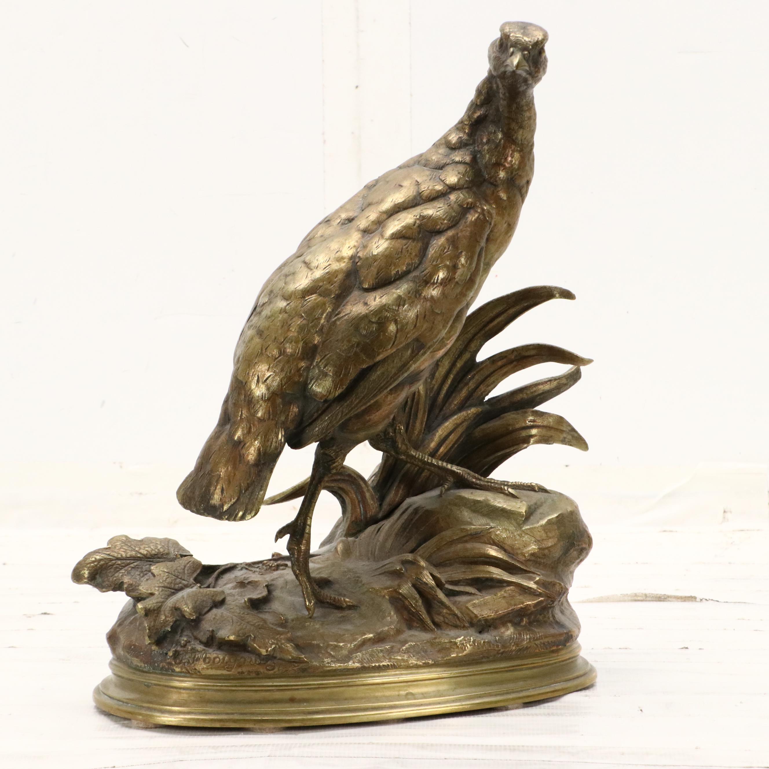 Cast Brass Partridge After Jules Moigniez