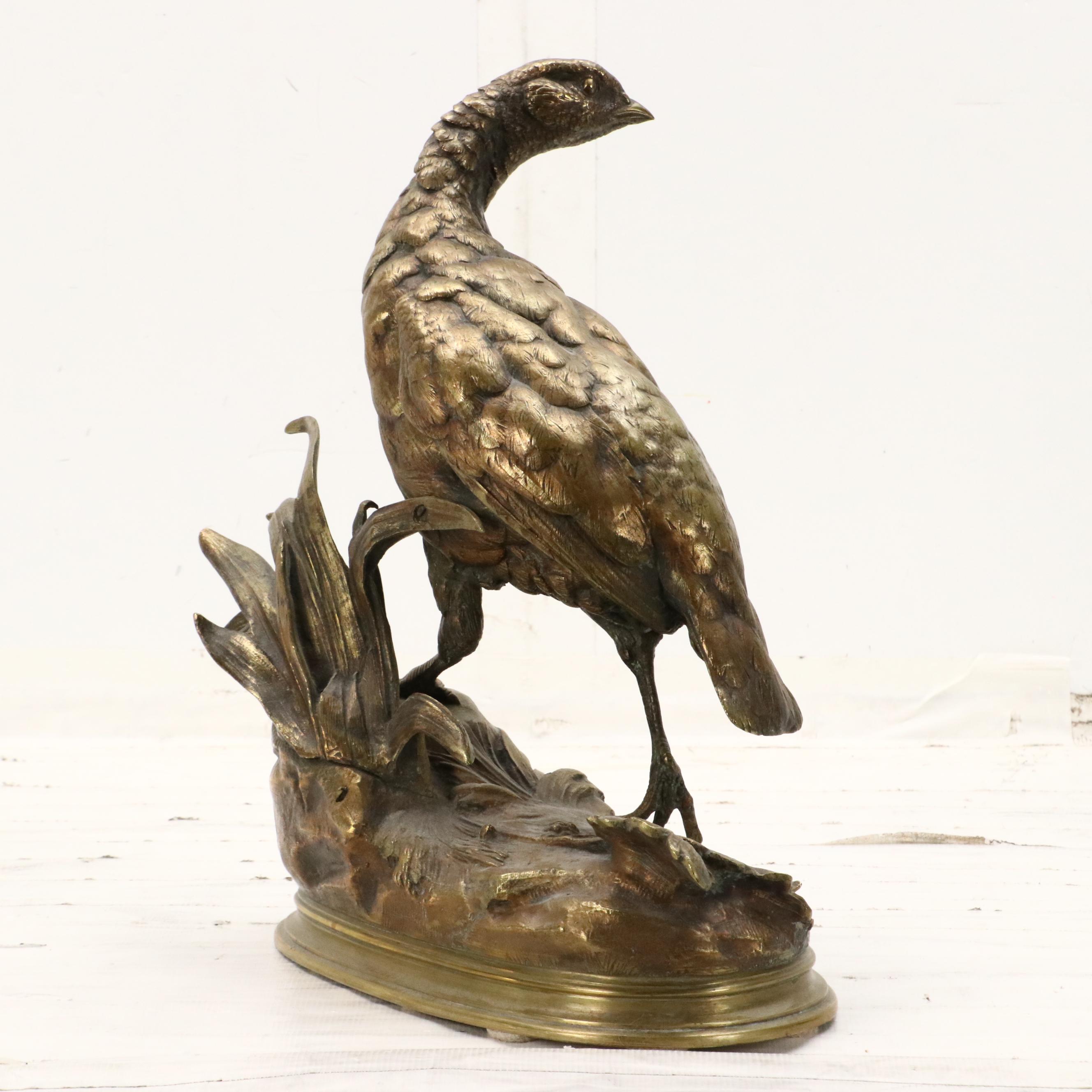 Cast Brass Partridge After Jules Moigniez