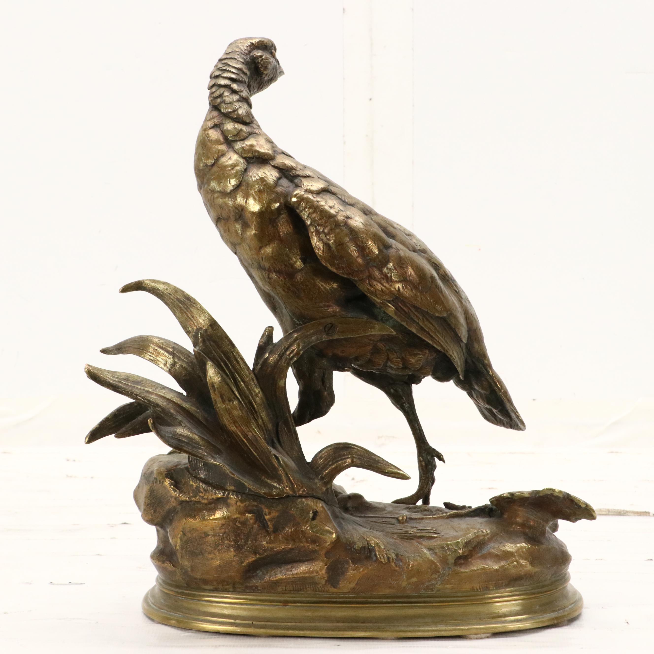 Cast Brass Partridge After Jules Moigniez