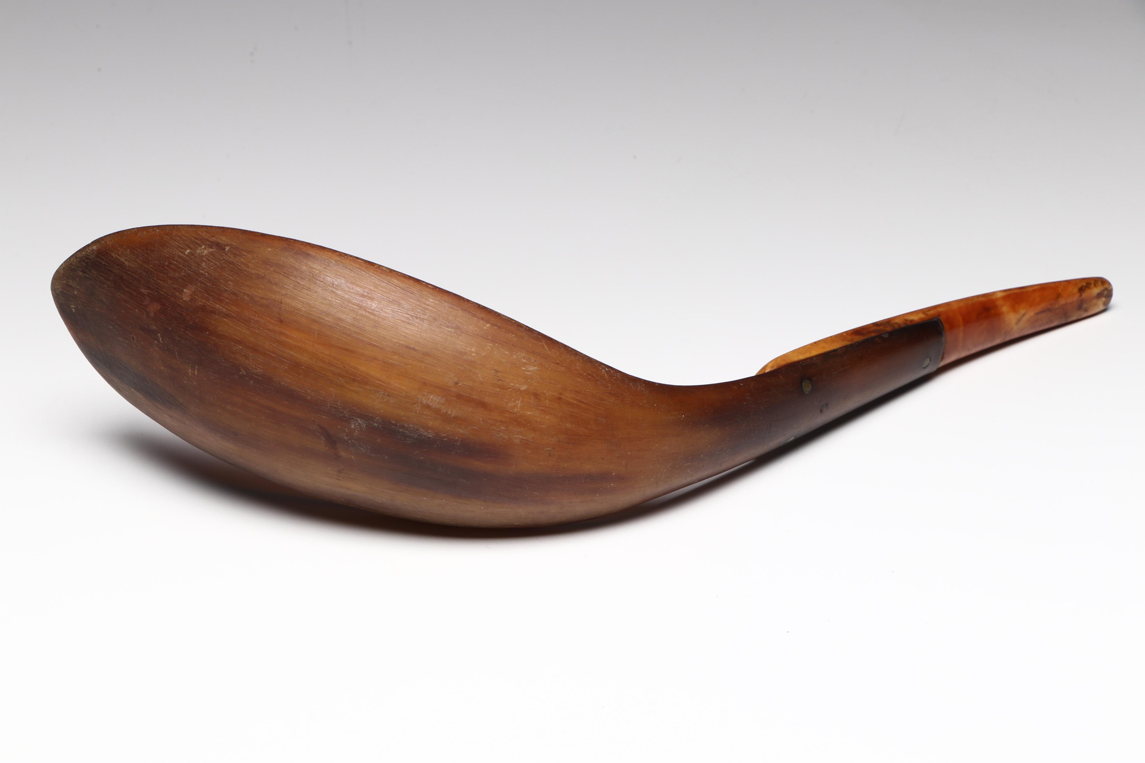 Indigenous Pacific Northwest Horn, Fossilized Ivory and Carved Wood Spoons