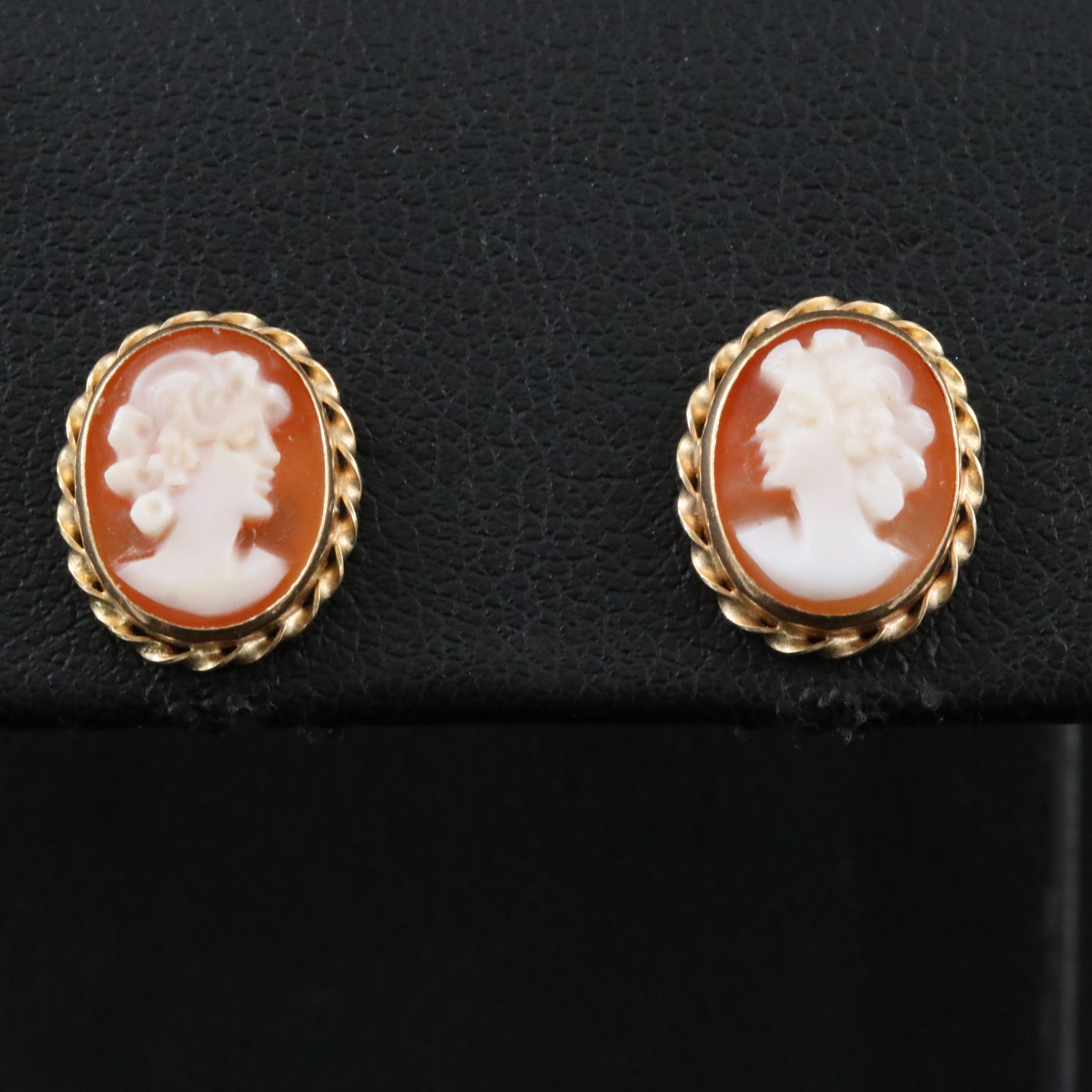 14K Shell Cameo Earrings
