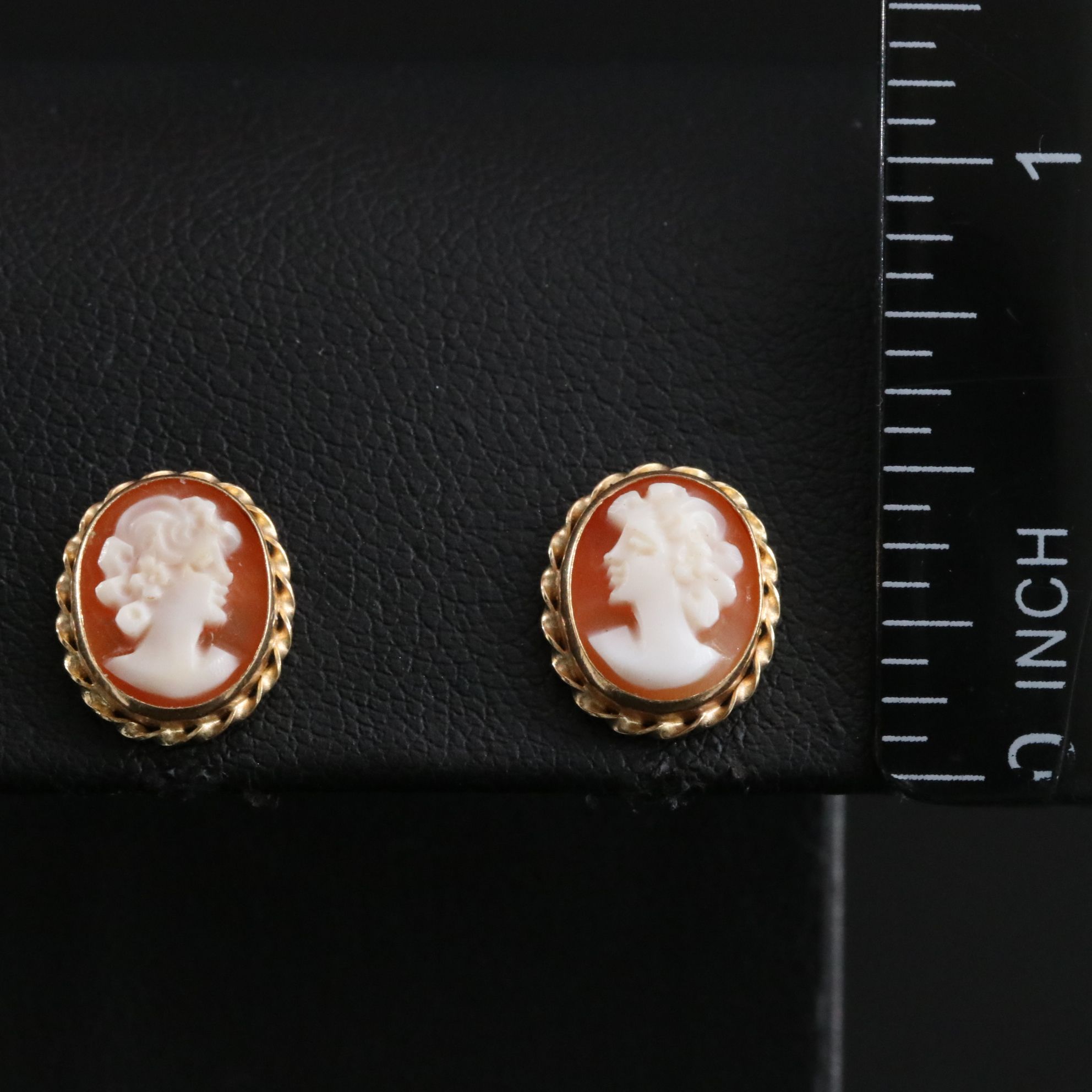 14K Shell Cameo Earrings